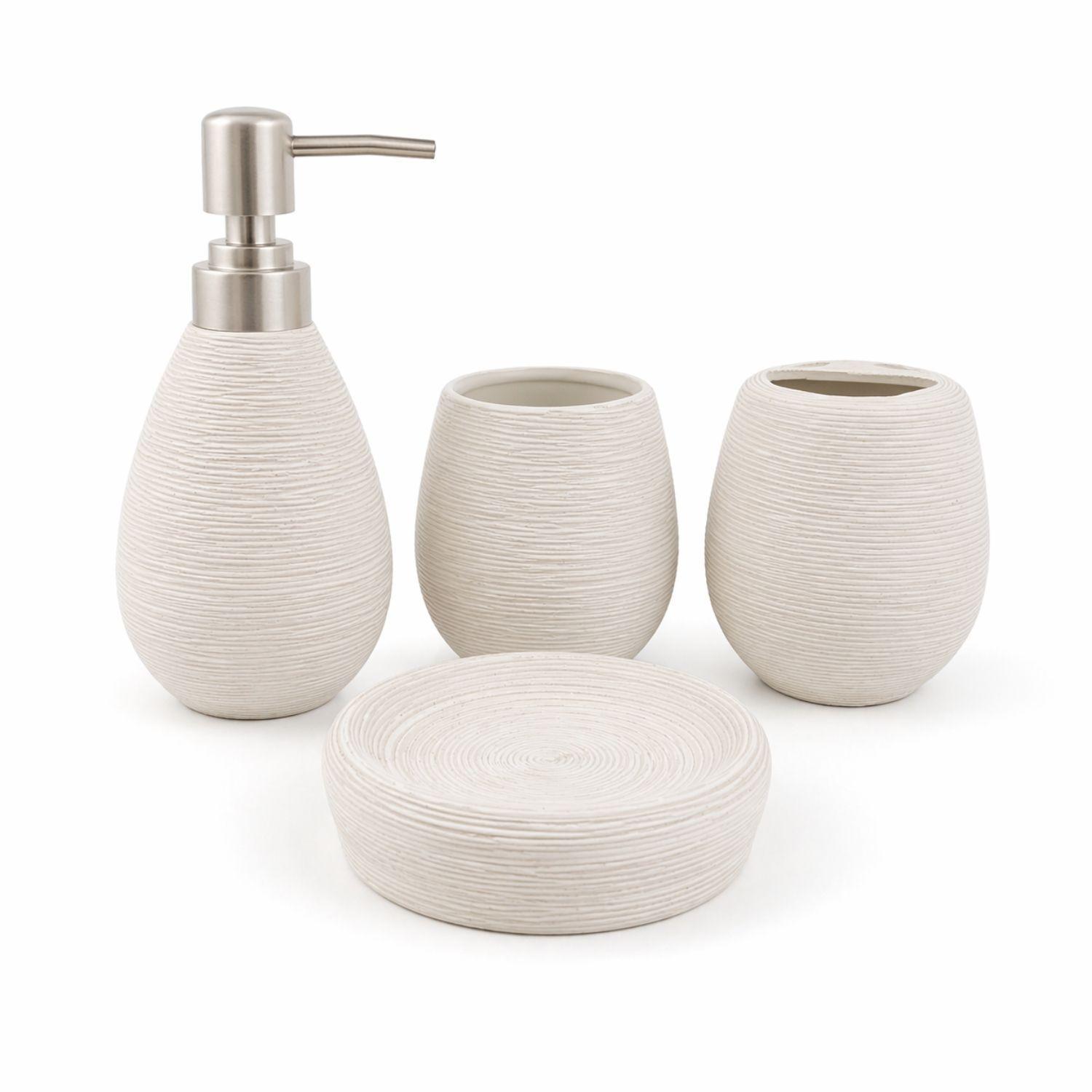 Set Accesorios De Baño 4 Piezas Cerámica Arena-0