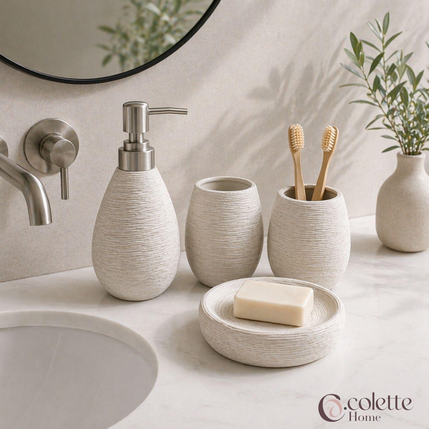 Set Accesorios De Baño 4 Piezas Cerámica Arena-2