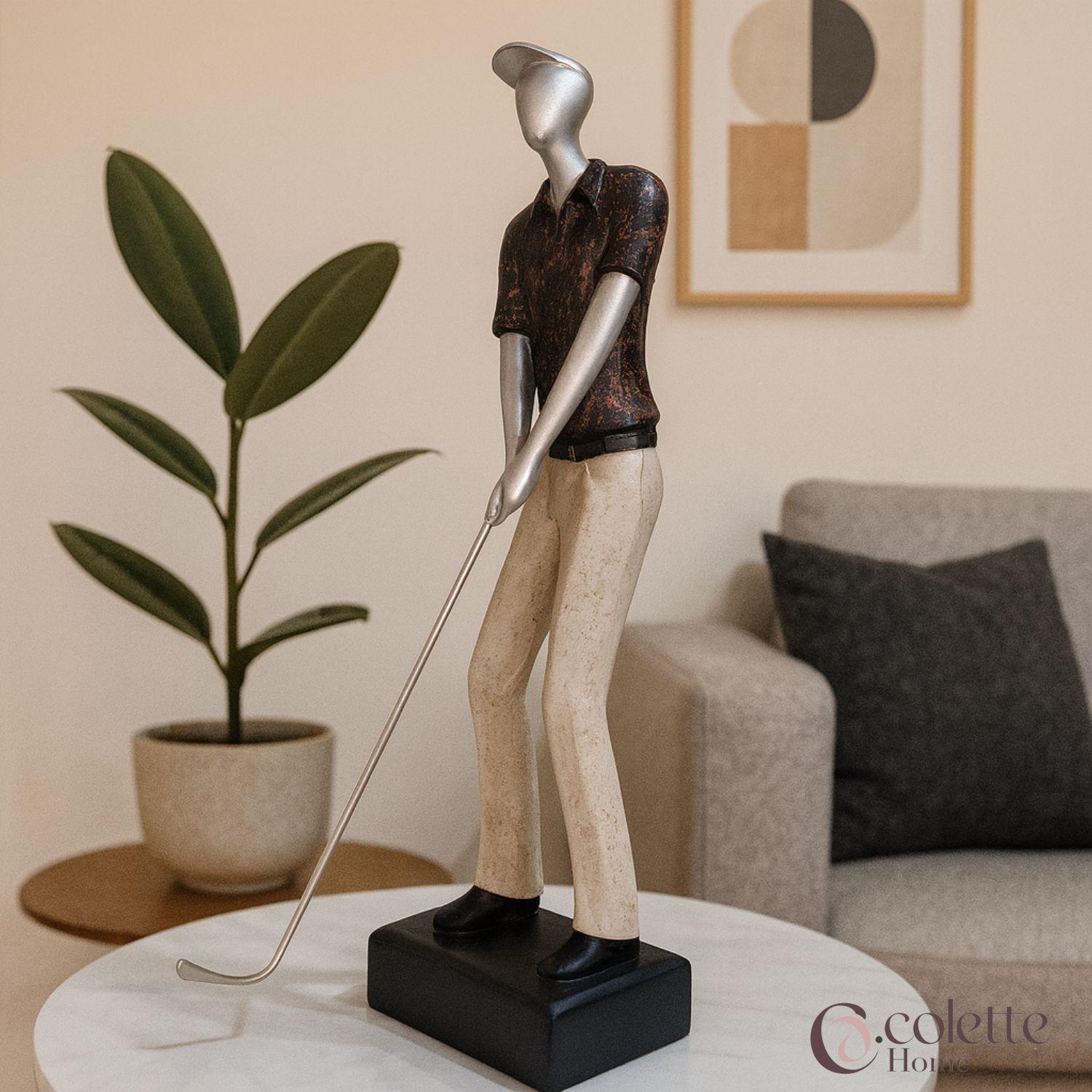 Figura Decorativa Adorno Elegante Contemporáneo Golfista Jack-3