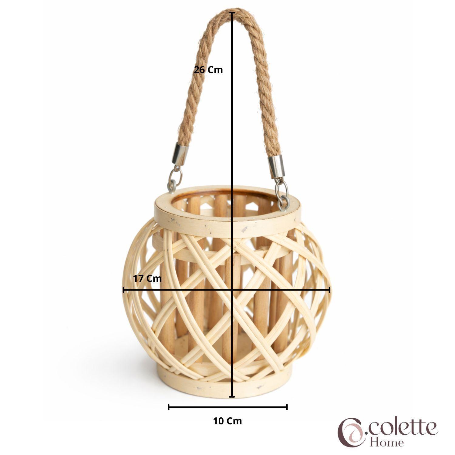 Porta Velas Madera  Entretejida  Con Soga de Yute Aura Natural-4