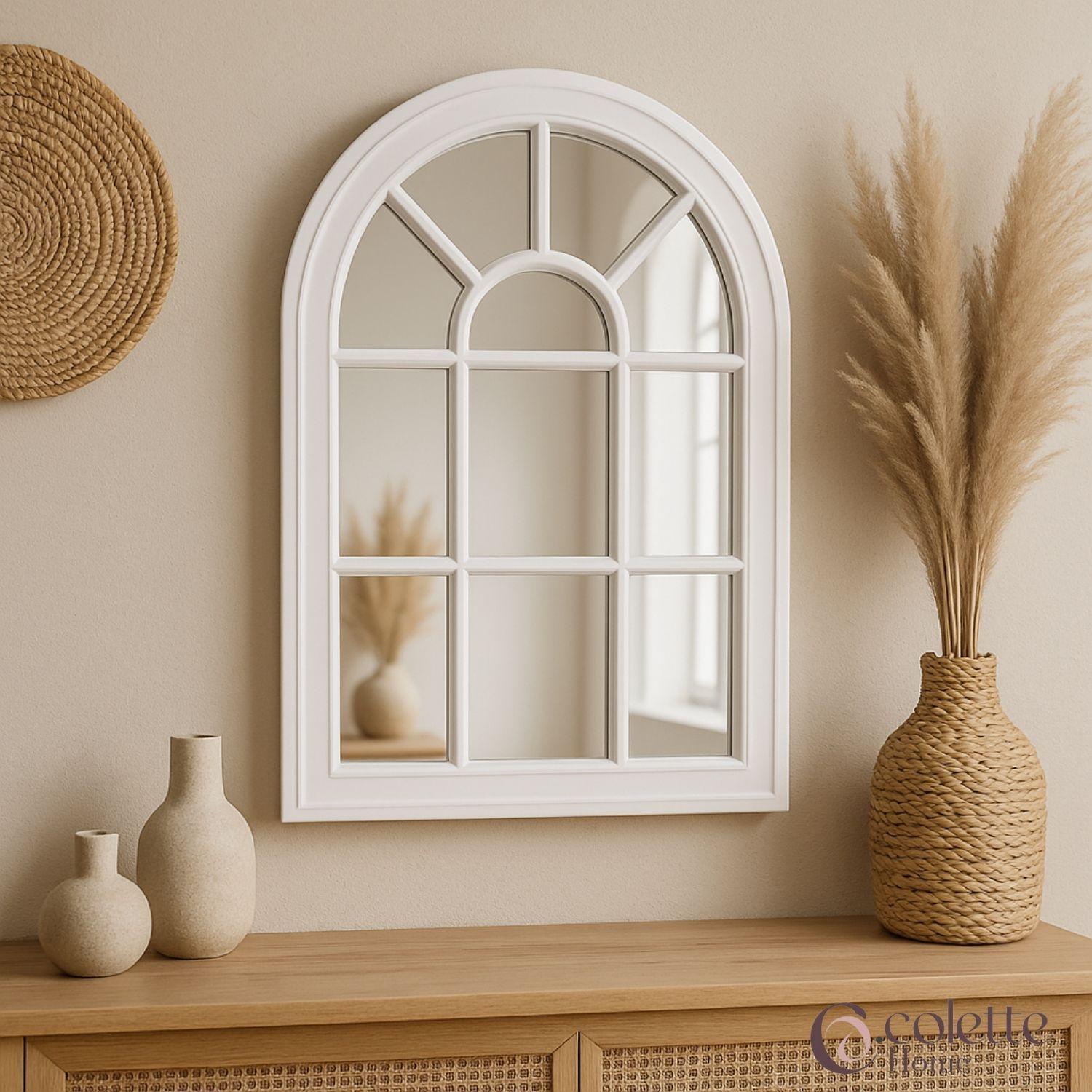 Espejo Decorativo y Funcional Tipo Ventana Farmhouse Blanco-2