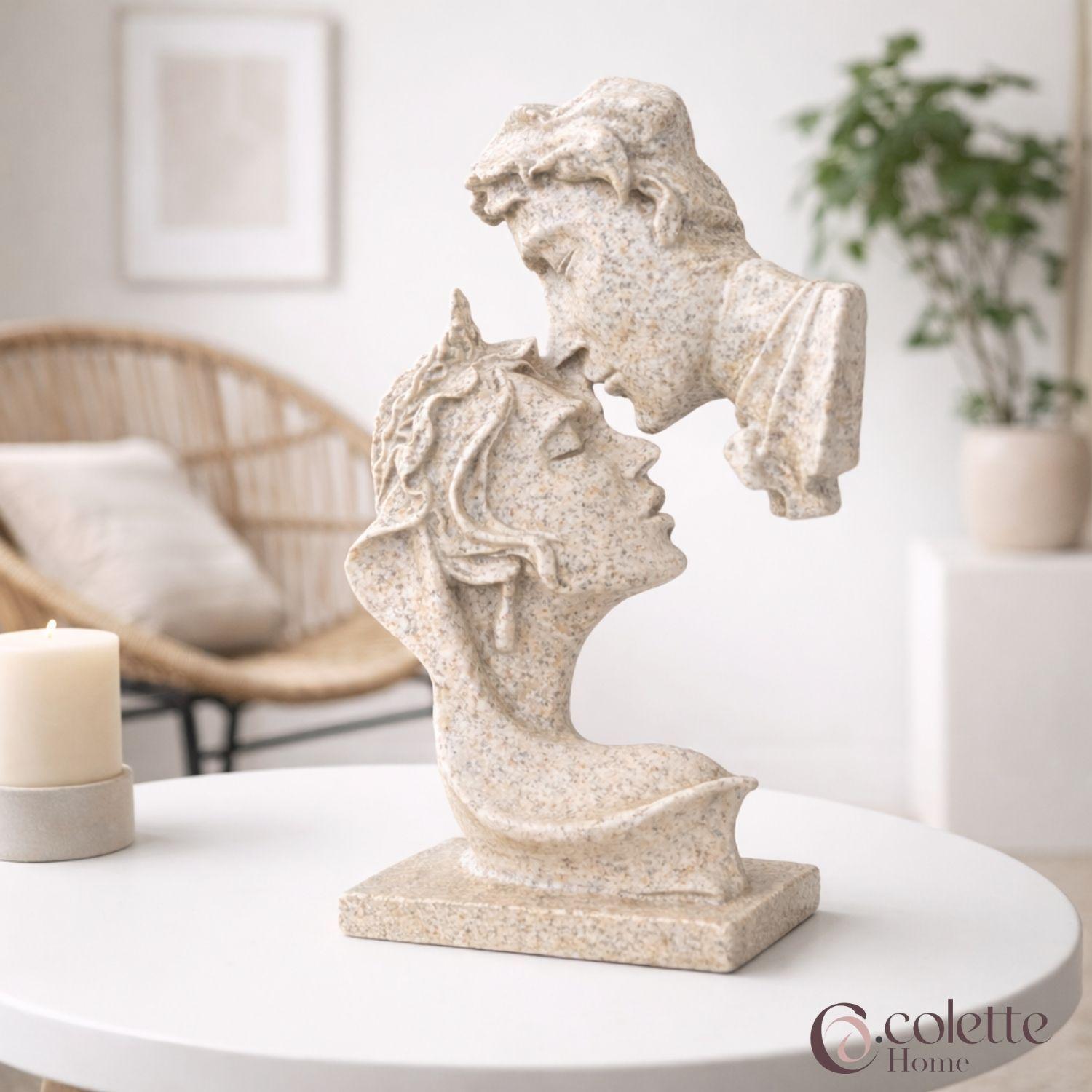 Figura Decorativa Adorno Resina Tipo Escultura Beso Eterno Arena-2