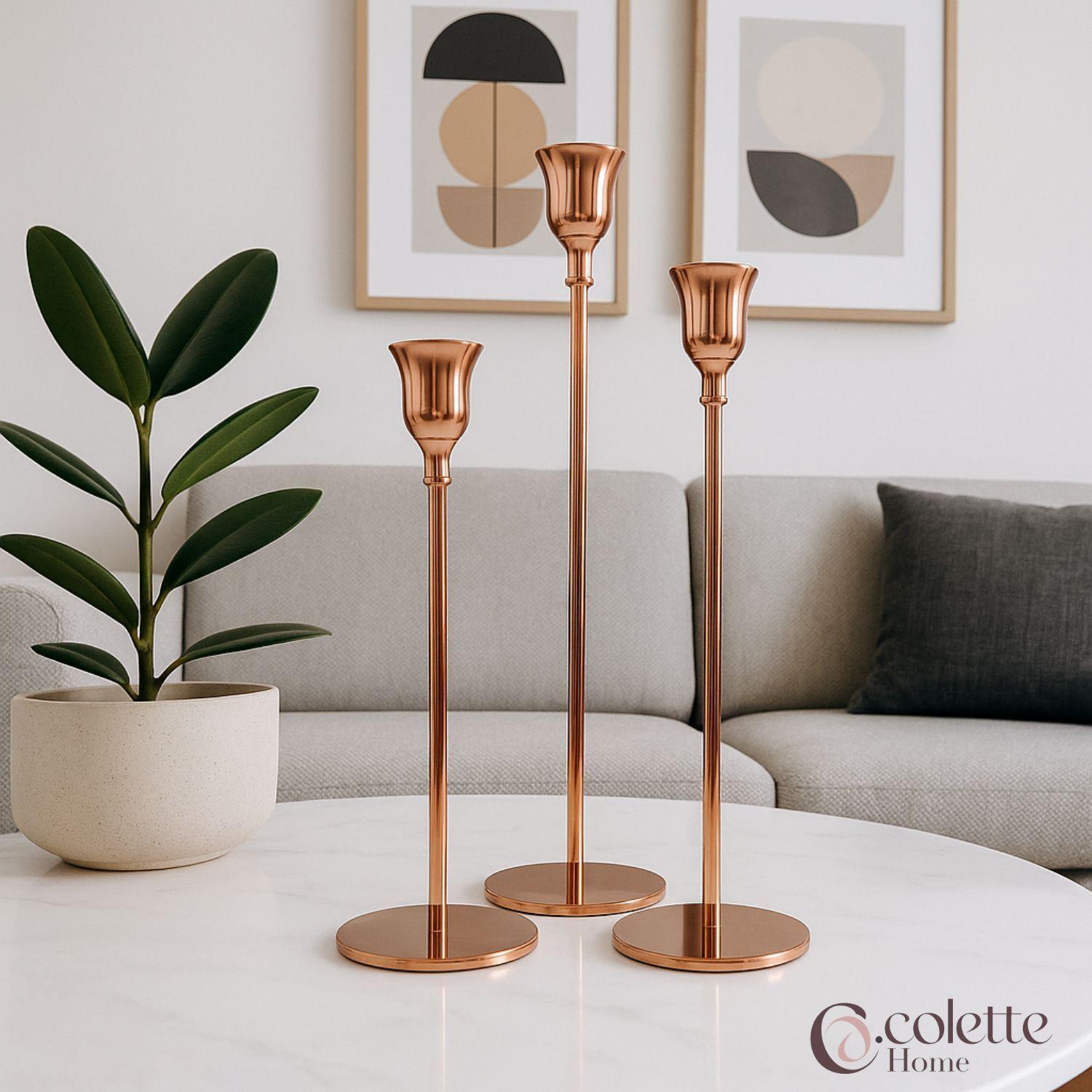 Set de Porta Velas Candelabro Premium Cobre Niza -2