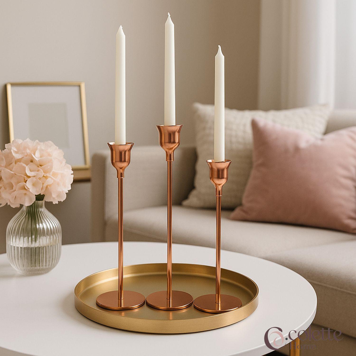 Set de Porta Velas Candelabro Premium Cobre Niza -3