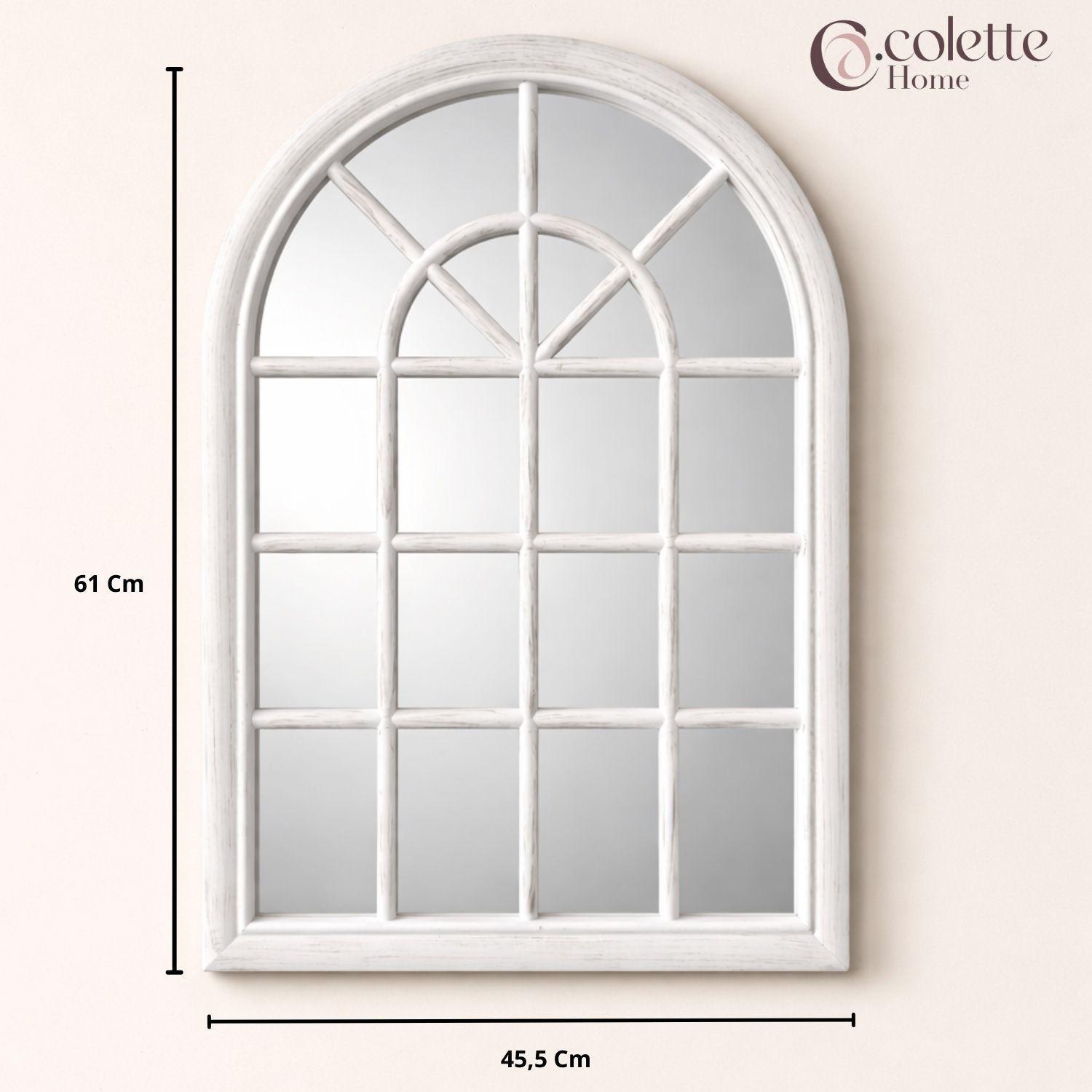 Espejo Decorativo Tipo Ventana Farmhouse Blanco Envejecido-4