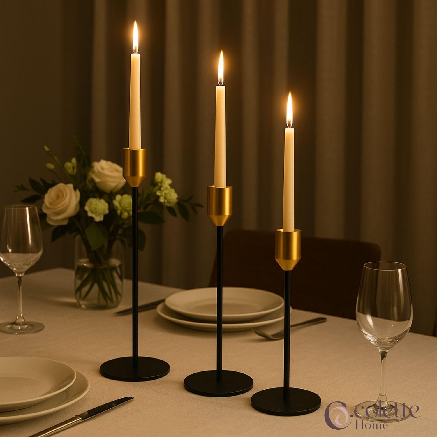 Set de Porta Velas Candelabro  Premium Elegance Bicolor-2