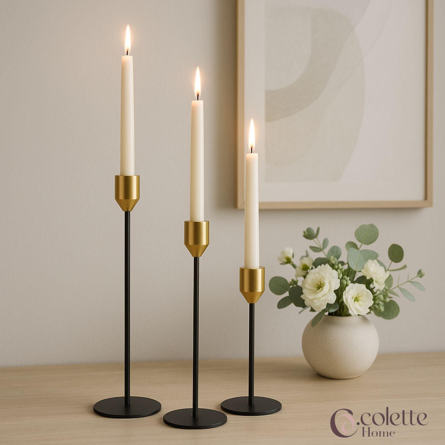 Set de Porta Velas Candelabro  Premium Elegance Bicolor-3