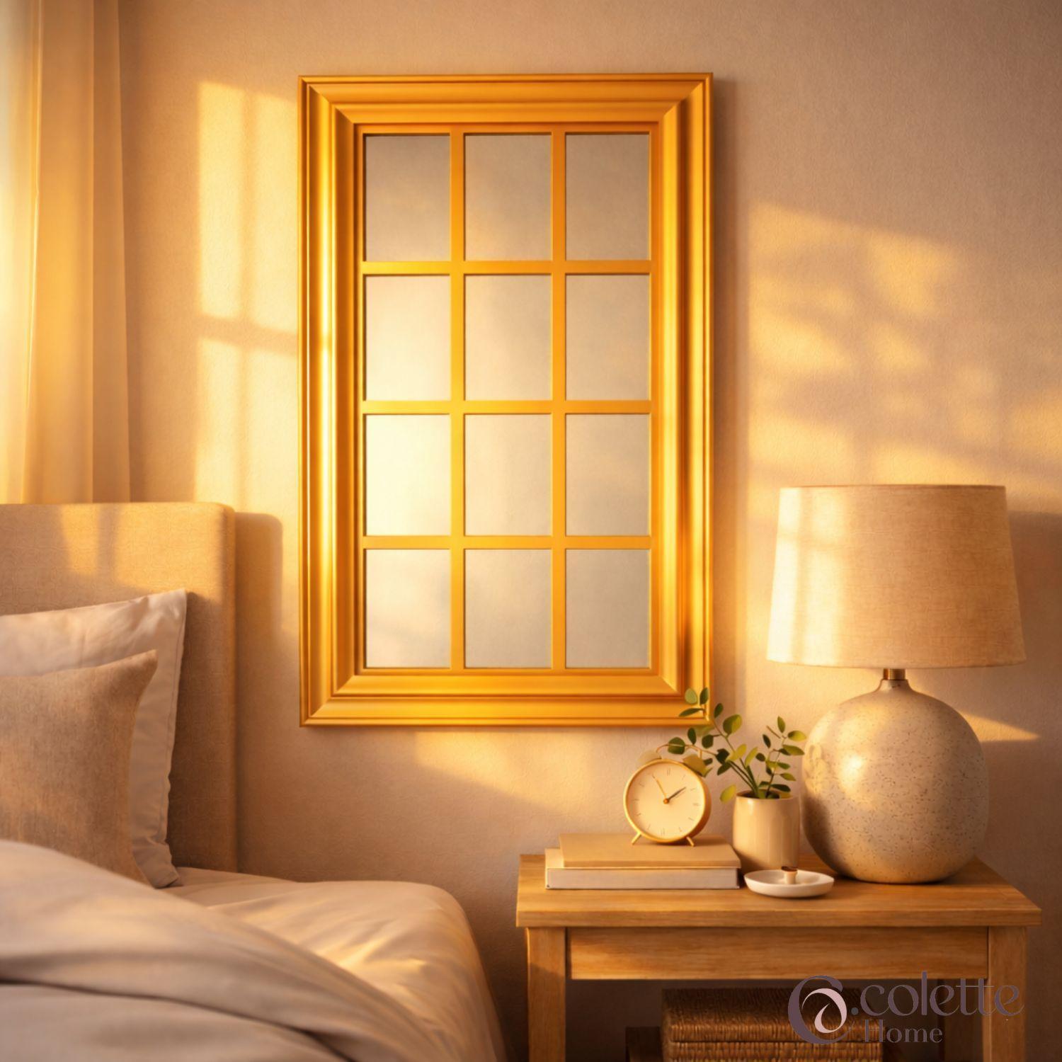 Espejo Decorativo y Funcional Tipo Ventana Rectangular Farmhouse Dorado-4