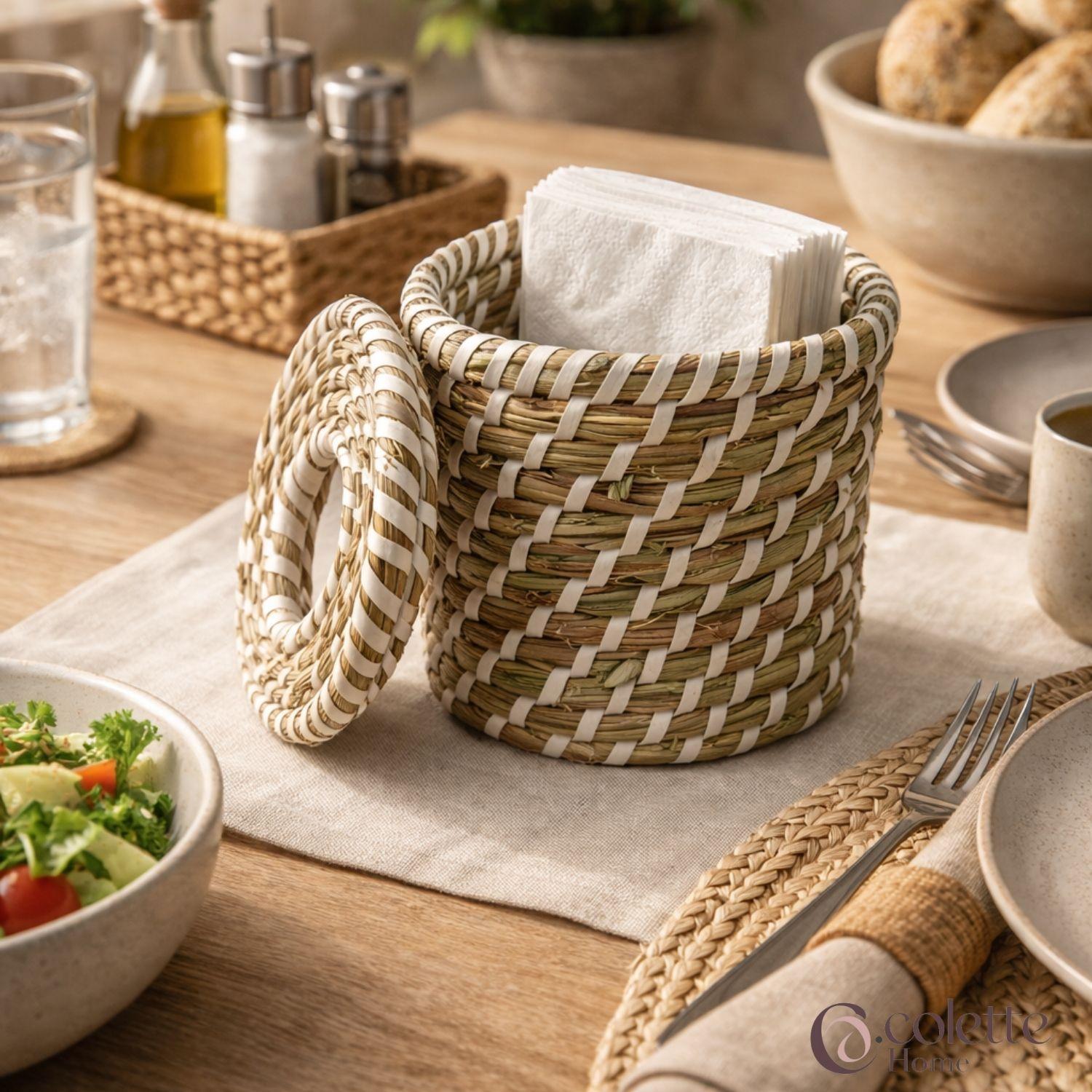 Servilletero Tejido en Fibras Naturales Diseño Artesanal-2