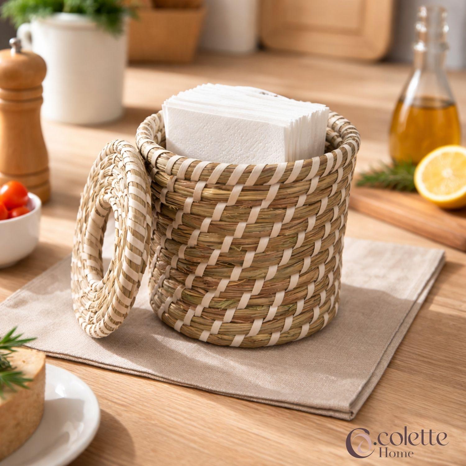 Servilletero Tejido en Fibras Naturales Diseño Artesanal-3