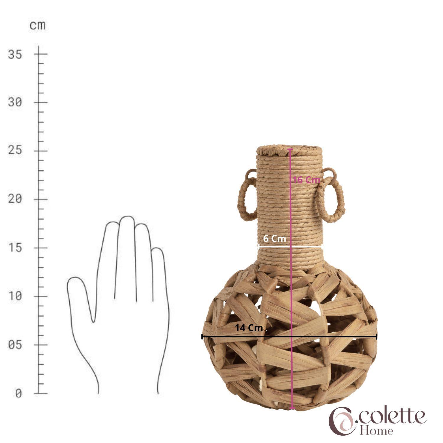 Florero Jarron Adorno Tejido Yute Boho Natural-3