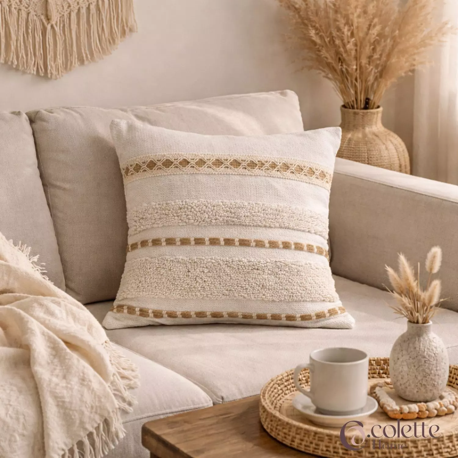 Funda De Cojín Boho 45 x 45 Lineas Trenzadas-2