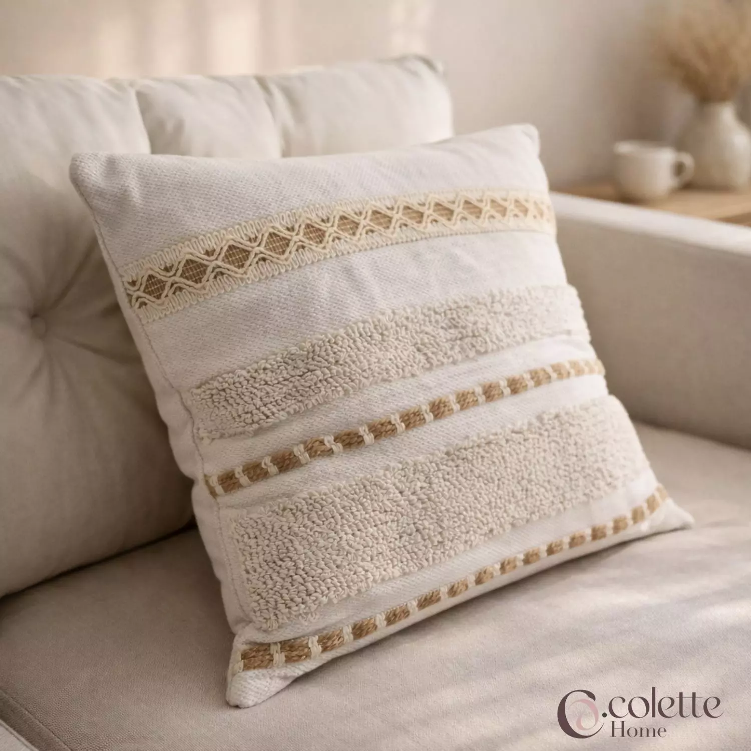 Funda De Cojín Boho 45 x 45 Lineas Trenzadas-3