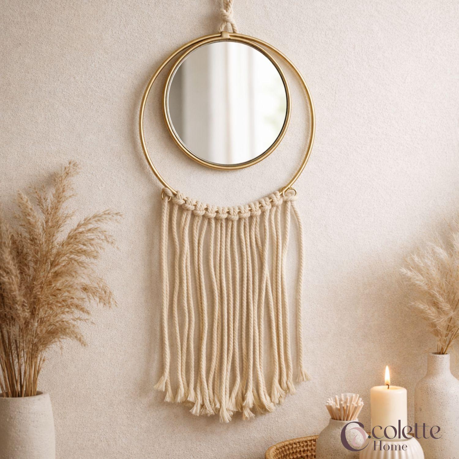 Espejo decorativo colgante metal macrame Boho-2