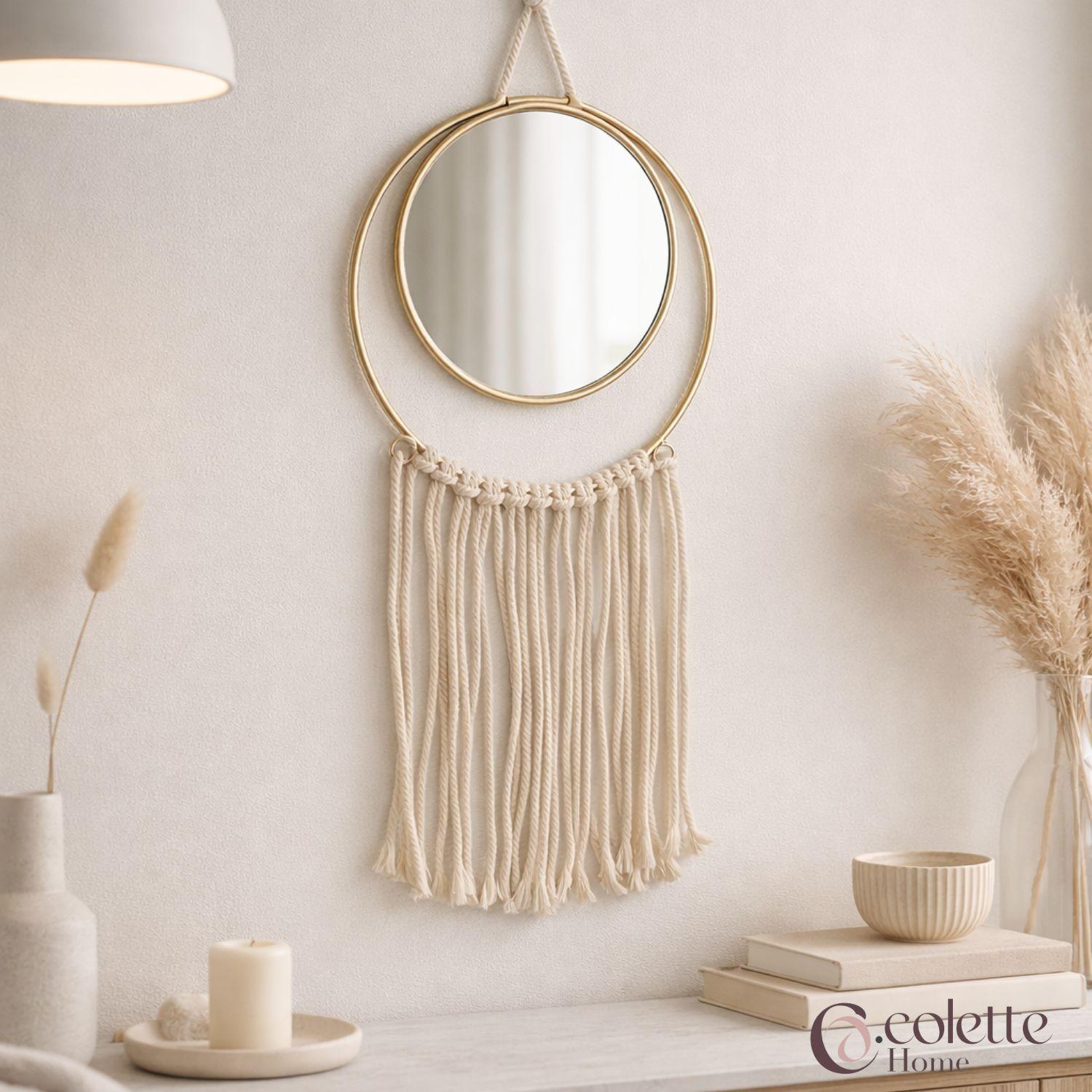 Espejo decorativo colgante metal macrame Boho-3