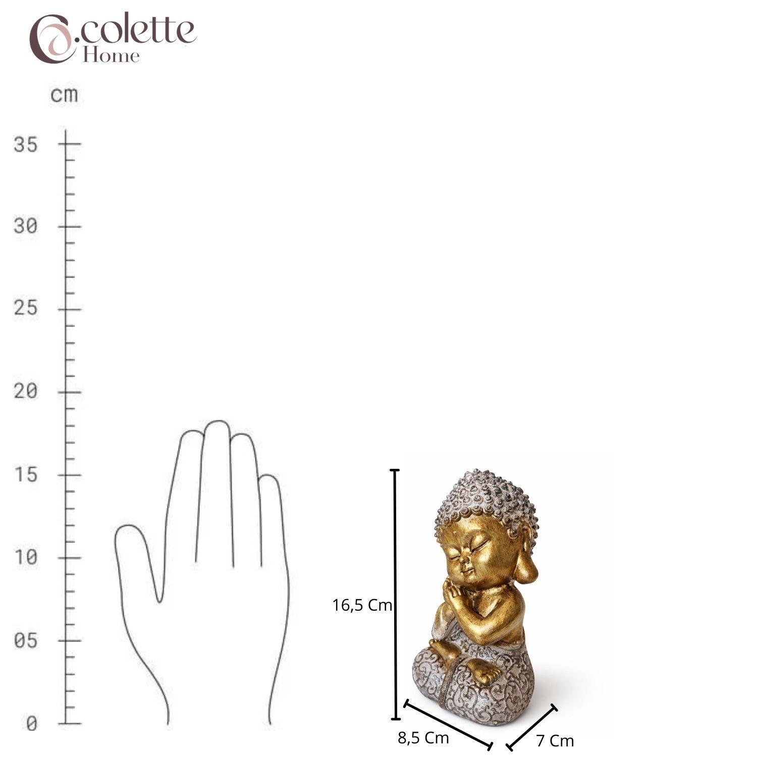 Figura Decorativa Adorno Resina Buda Dharma Dorado-3