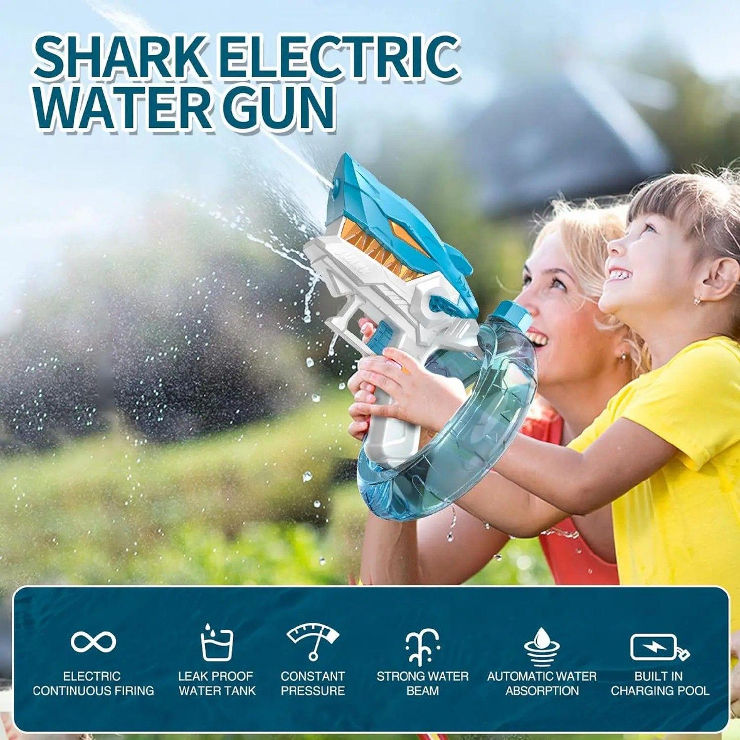 Pistola De Agua Electrica Shark Recargable Niños Juguete-1
