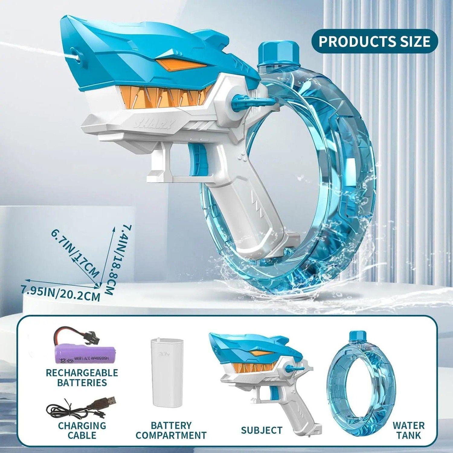 Pistola De Agua Electrica Shark Recargable Niños Juguete-2