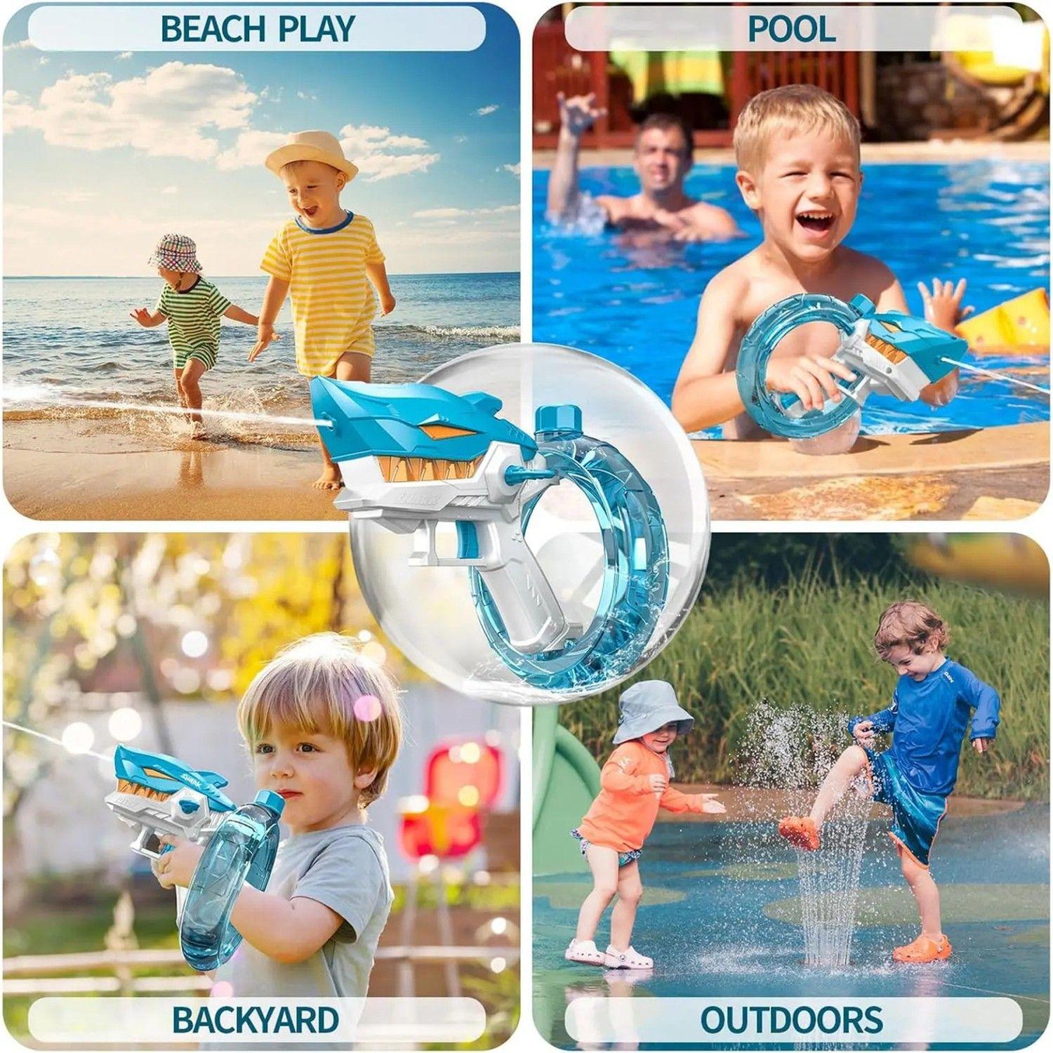 Pistola De Agua Electrica Shark Recargable Niños Juguete-3