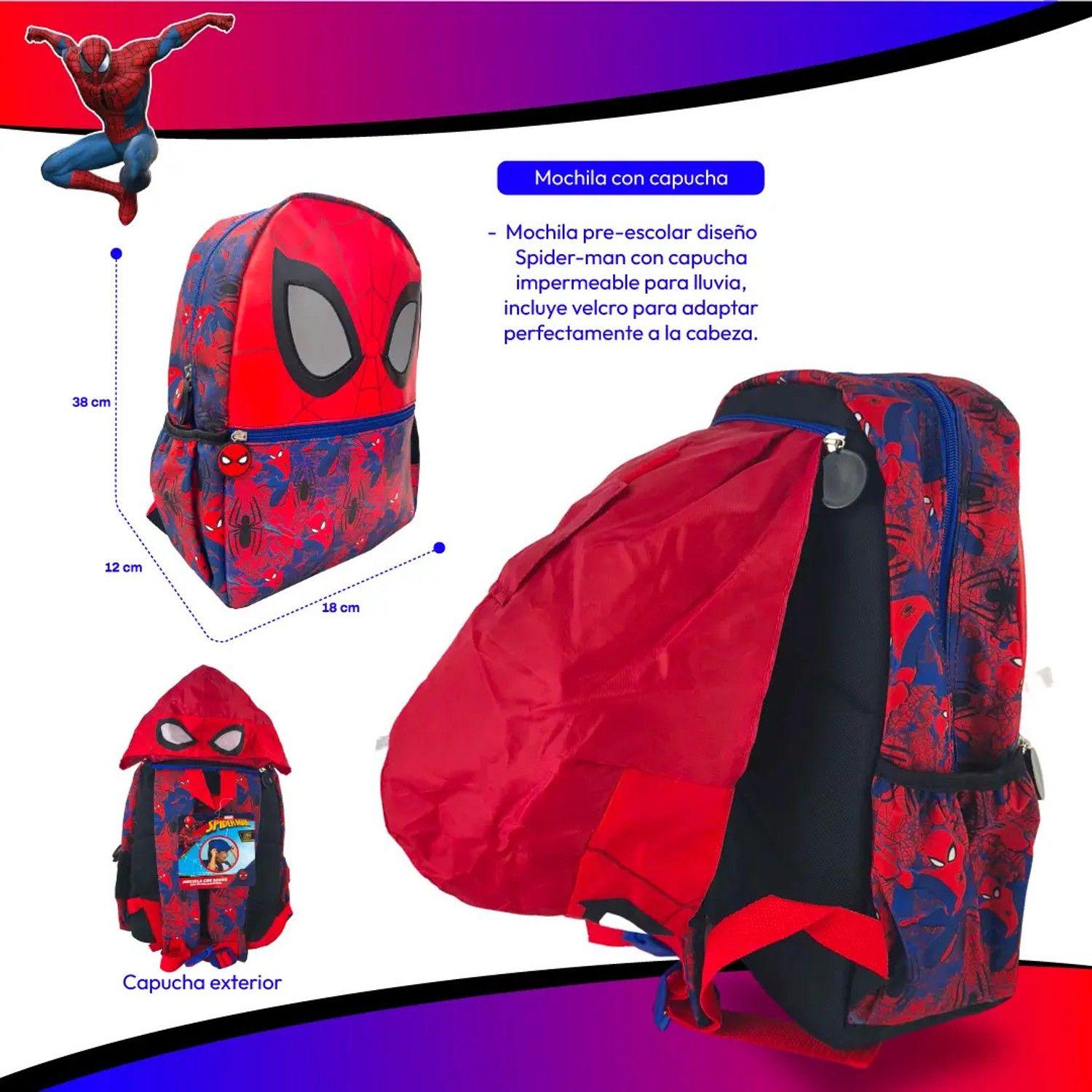 Mochila Infantil Spiderman Marvel 3d Con Capucha Niños-2