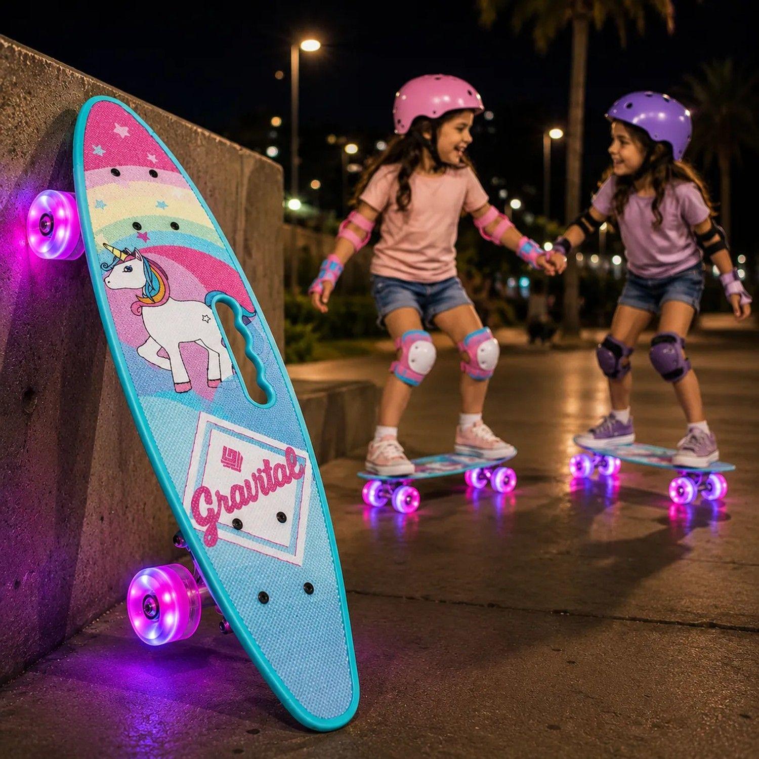 Skate Penny Cruiser Patineta Unicornio Green Ruedas Led -2
