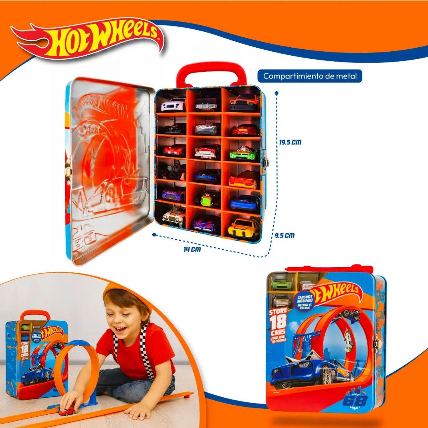 Caja Hot Wheels Guarda 18 Autos Juguete Estuche Metálico-2