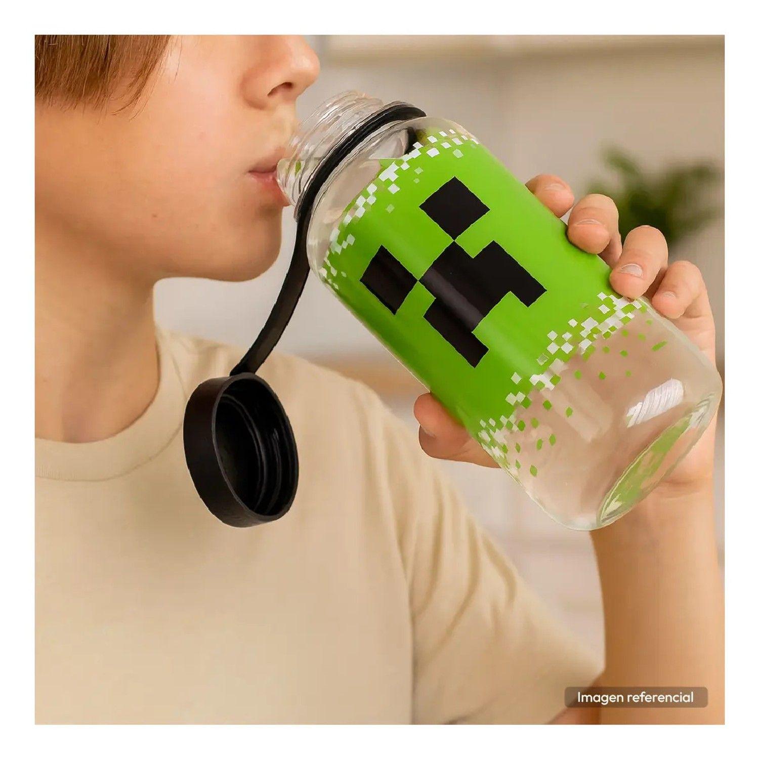 Botella Minecraft 1100ml Creeper Bpa Free Plástico Niños-3