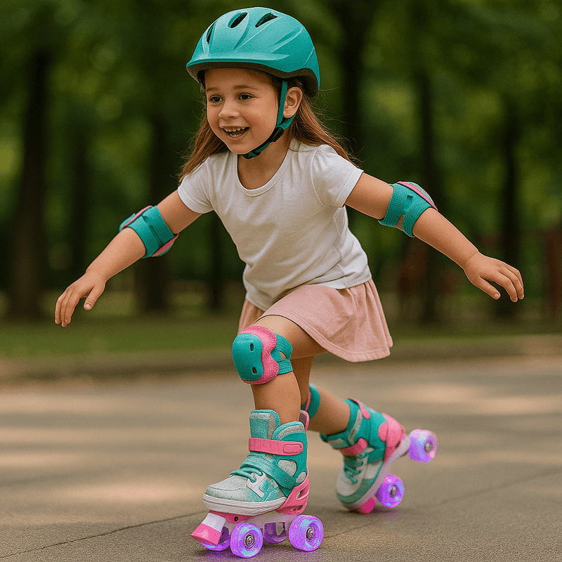 Patines 4 Ruedas Led Rupu Niñas Ajustable Sirena Aquagreen-2