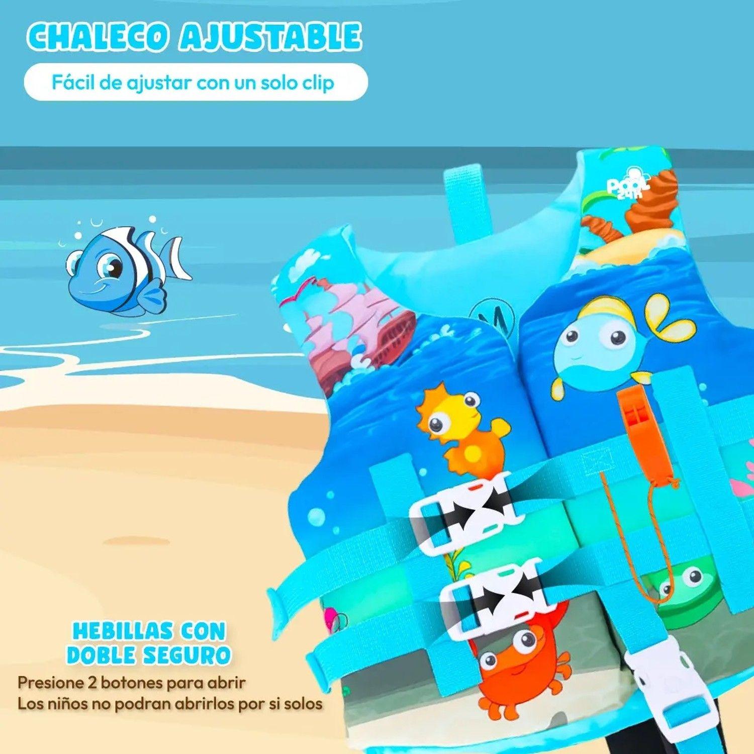 Chaleco Flotador Niños Animales Marinos Natación Piscina-4