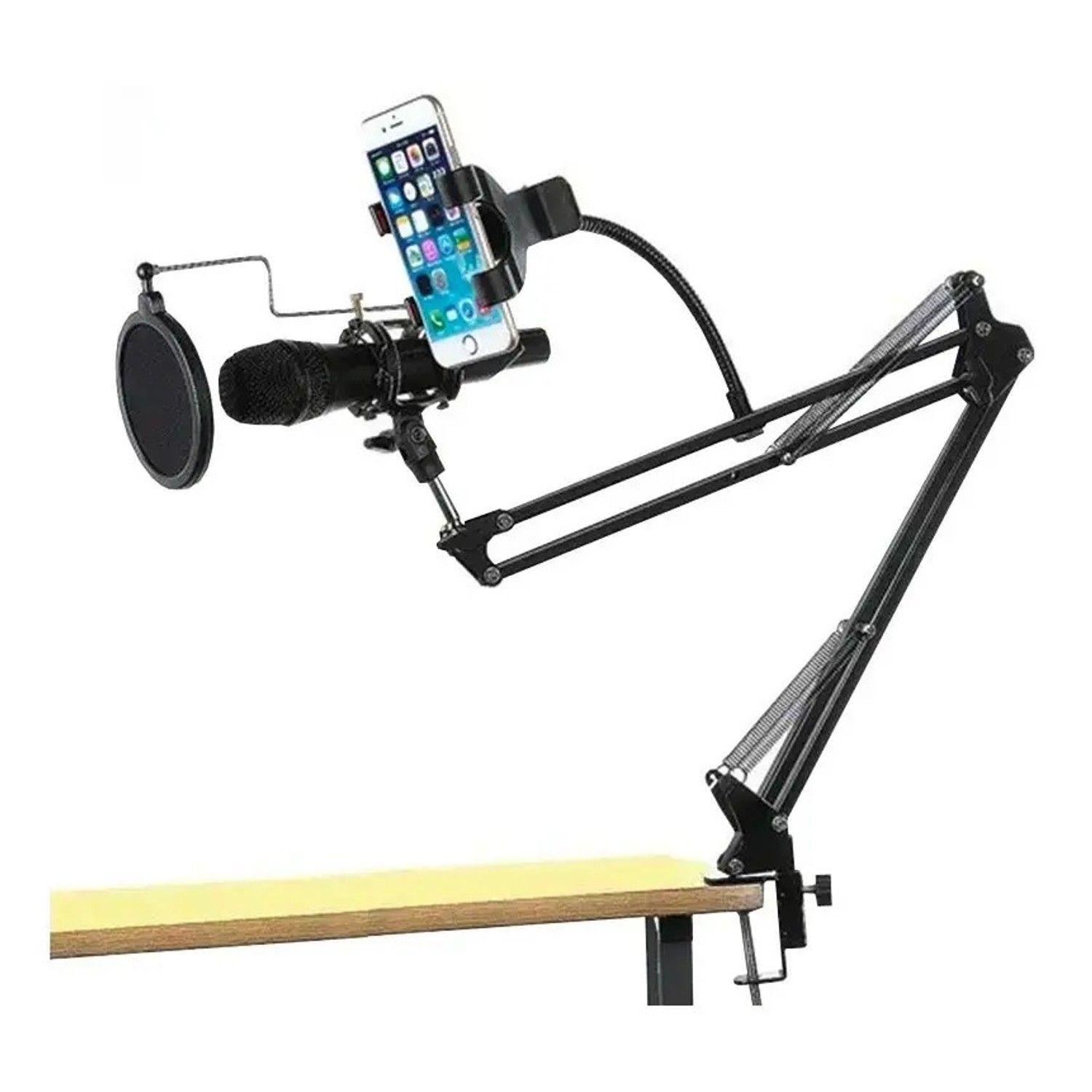 Kit Brazo Microfono Antipop Soporte Para Teléfono-0