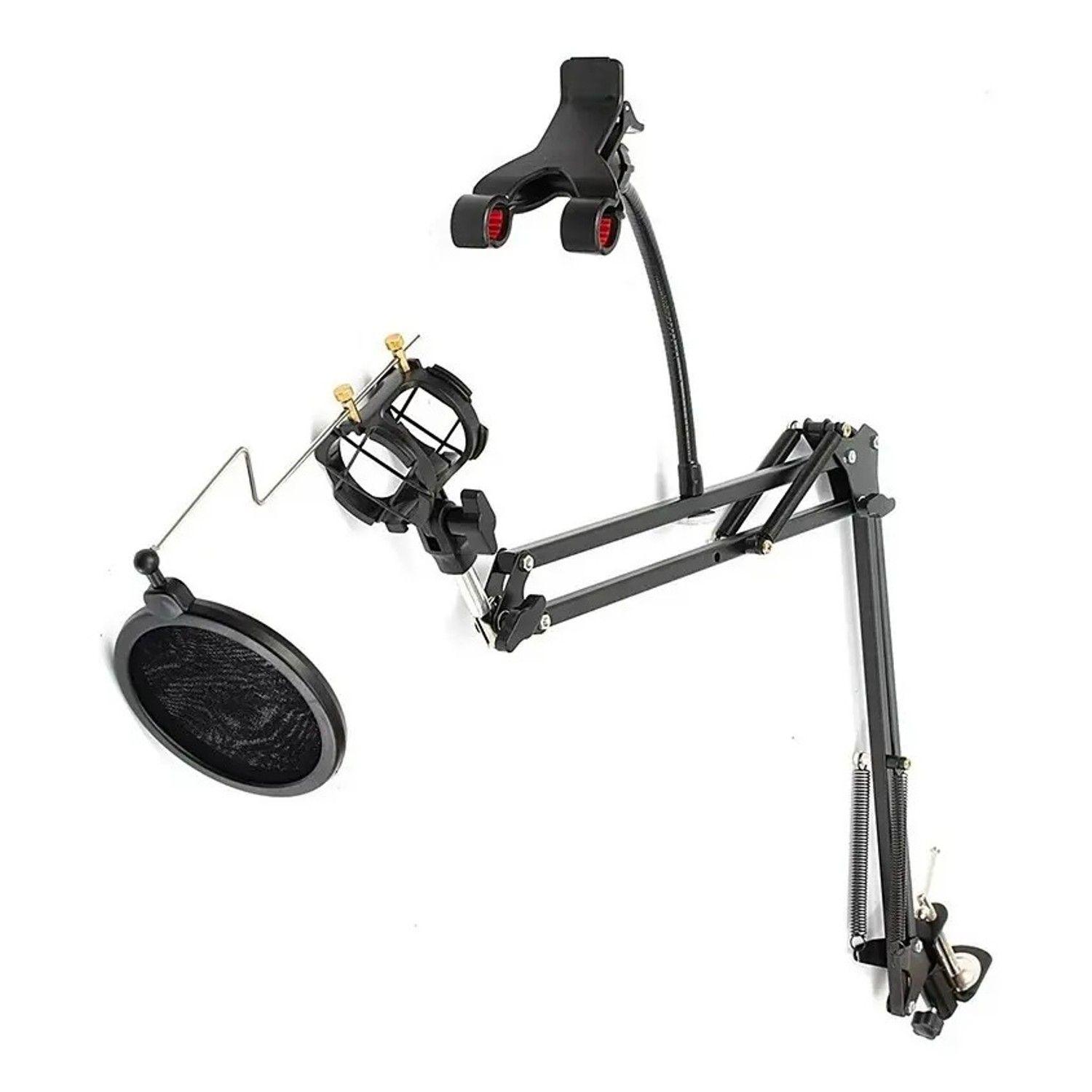 Kit Brazo Microfono Antipop Soporte Para Teléfono-1