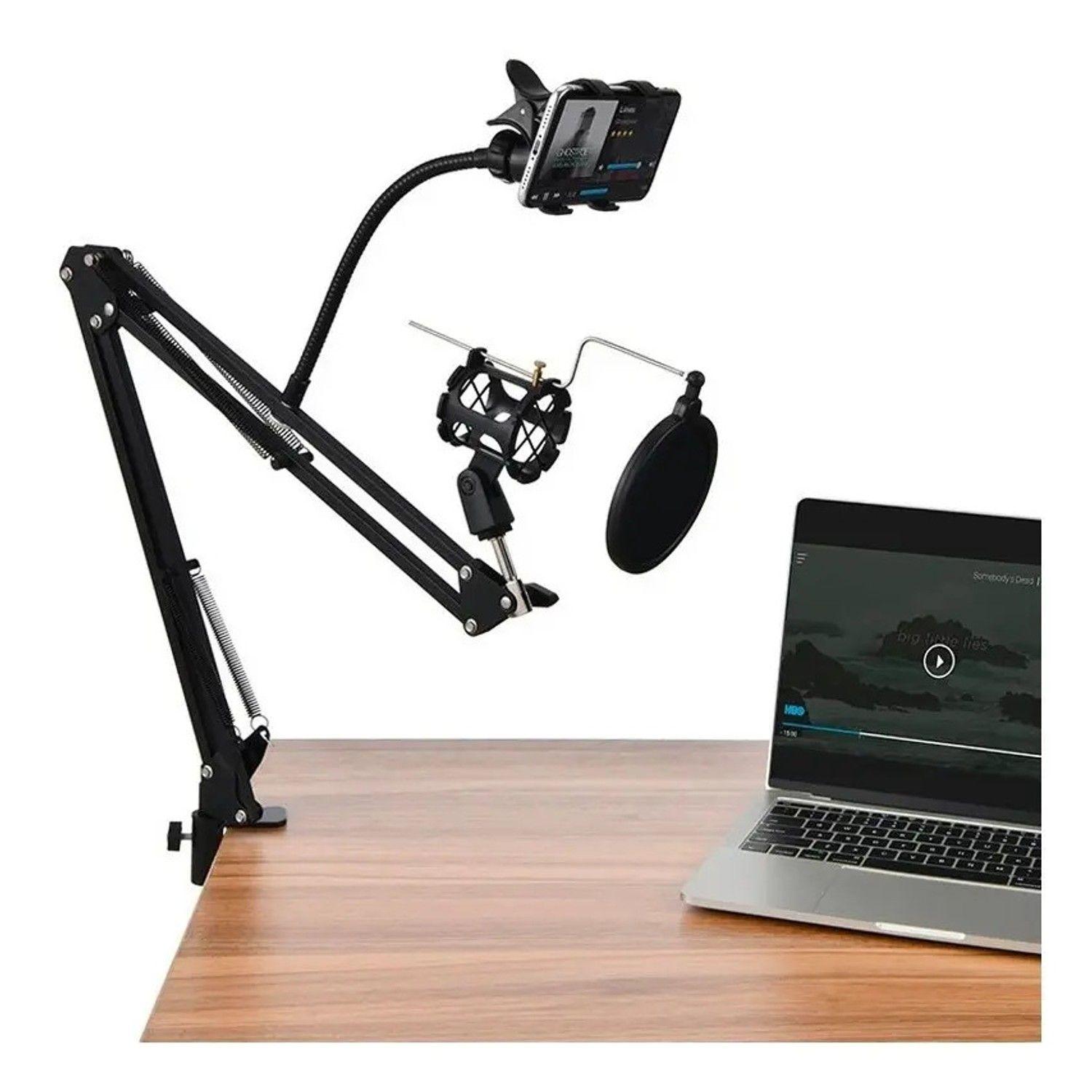 Kit Brazo Microfono Antipop Soporte Para Teléfono-3