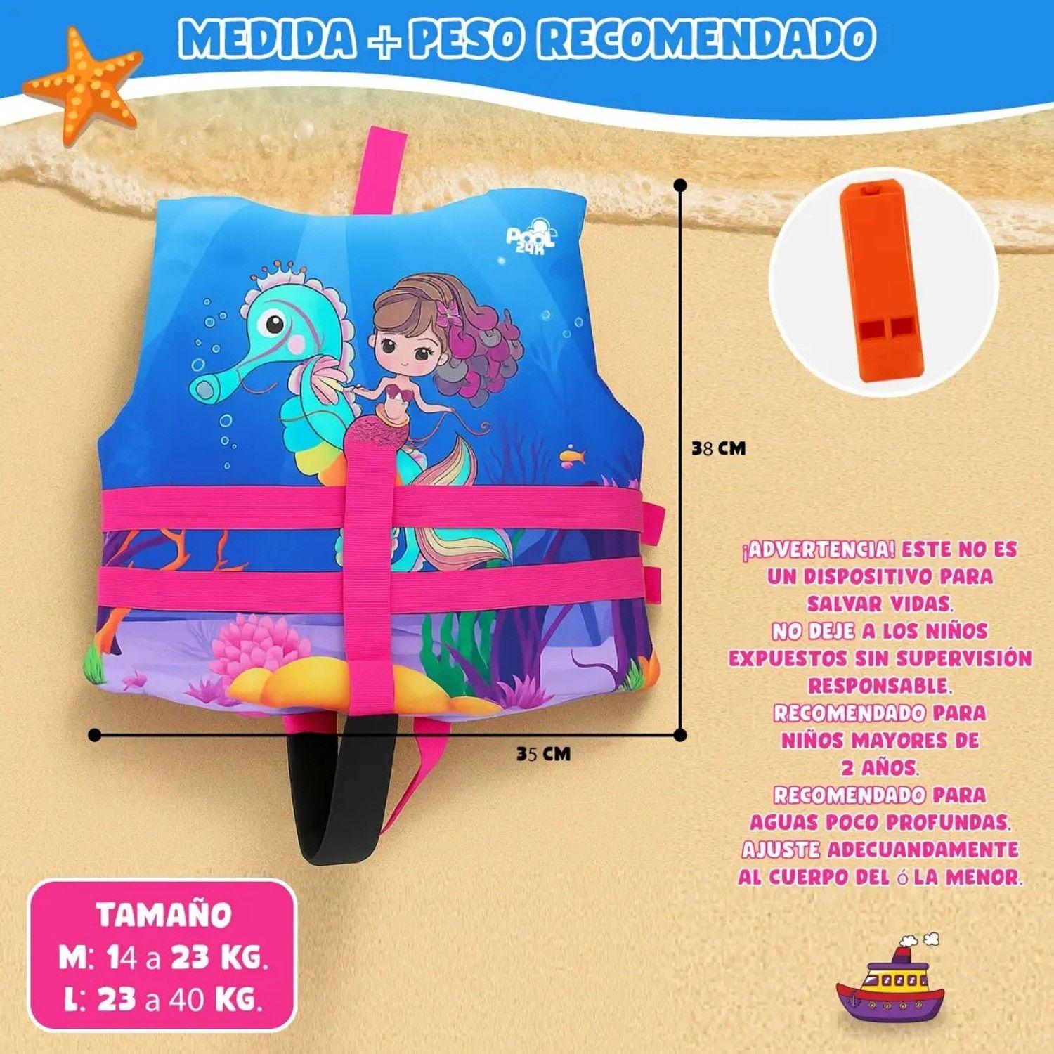 Chaleco Flotador Niñas Caballito De Mar Natación Piscina-3