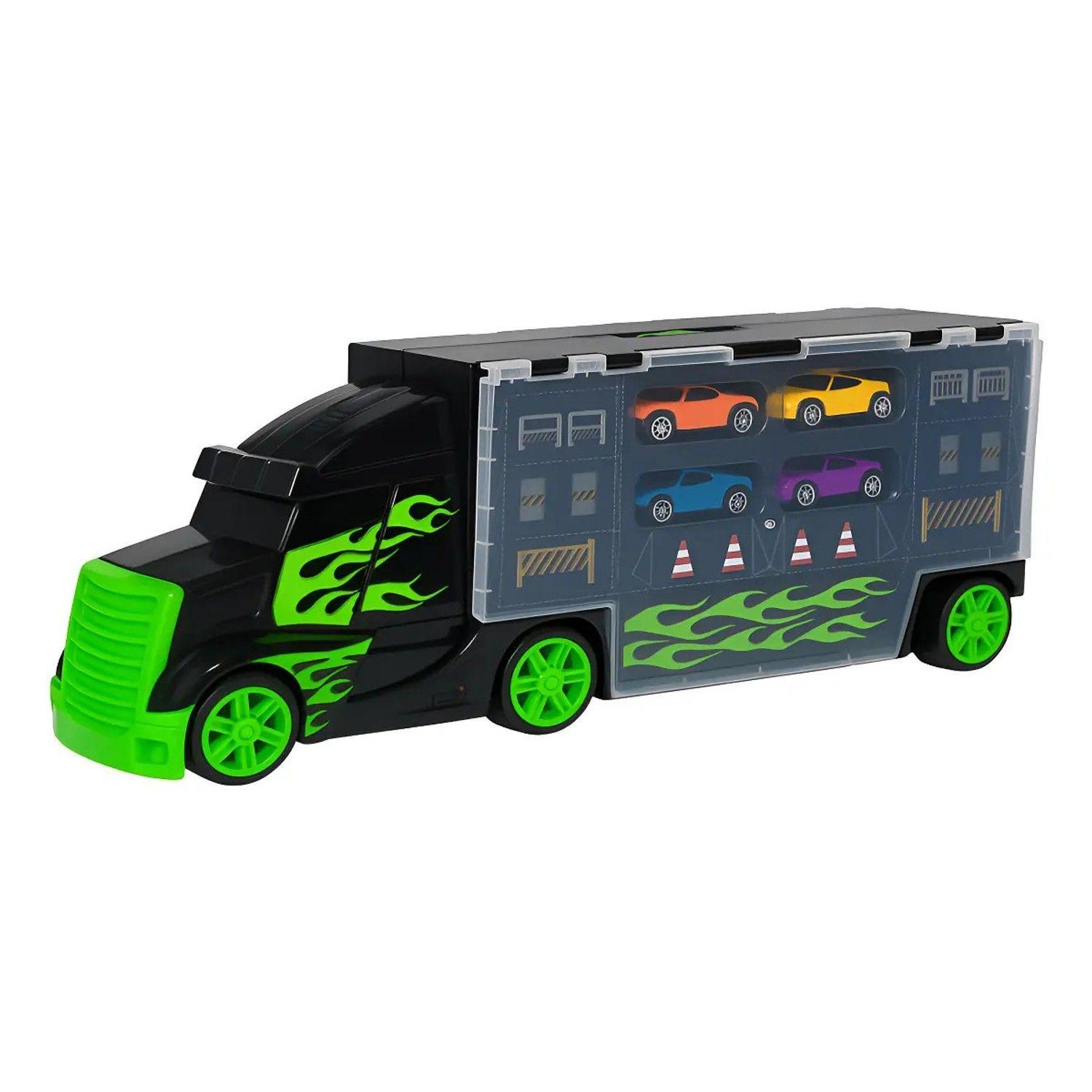 Camión Transportador Juguete 4 Autitos Metálicos Teamsterz-0