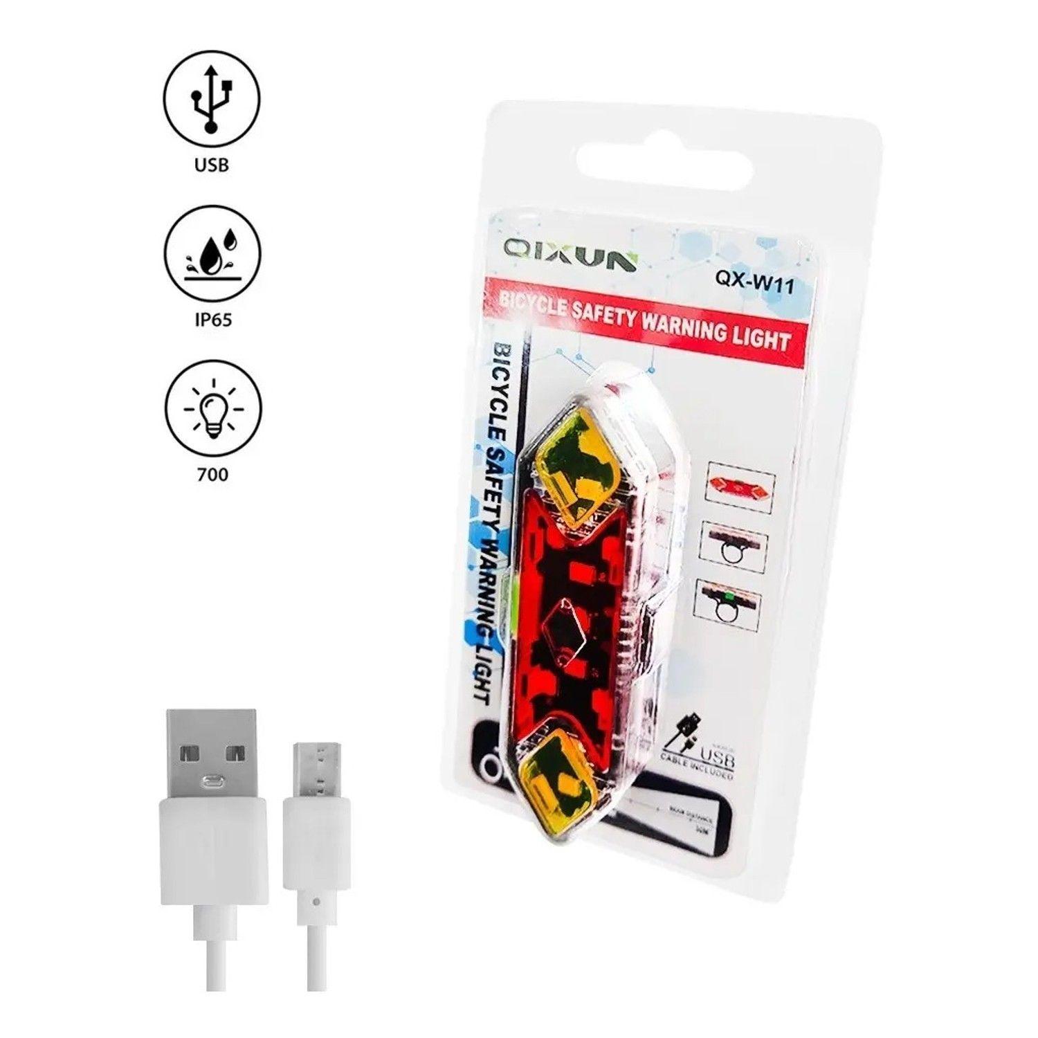 Luz Led Para Bicicleta Trasera Qx-w11 Recargable Usb Ipx6-3