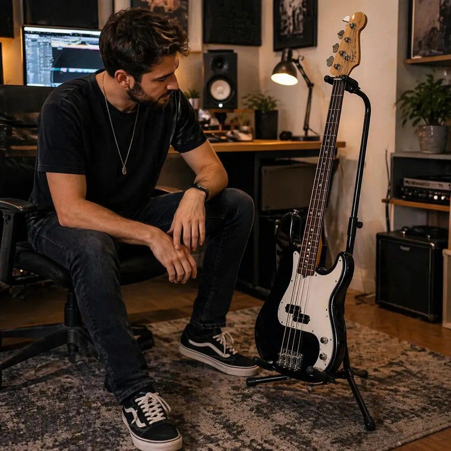 Atril Soporte De Guitarra Acústica Clásica Eléctrica Bajo-1