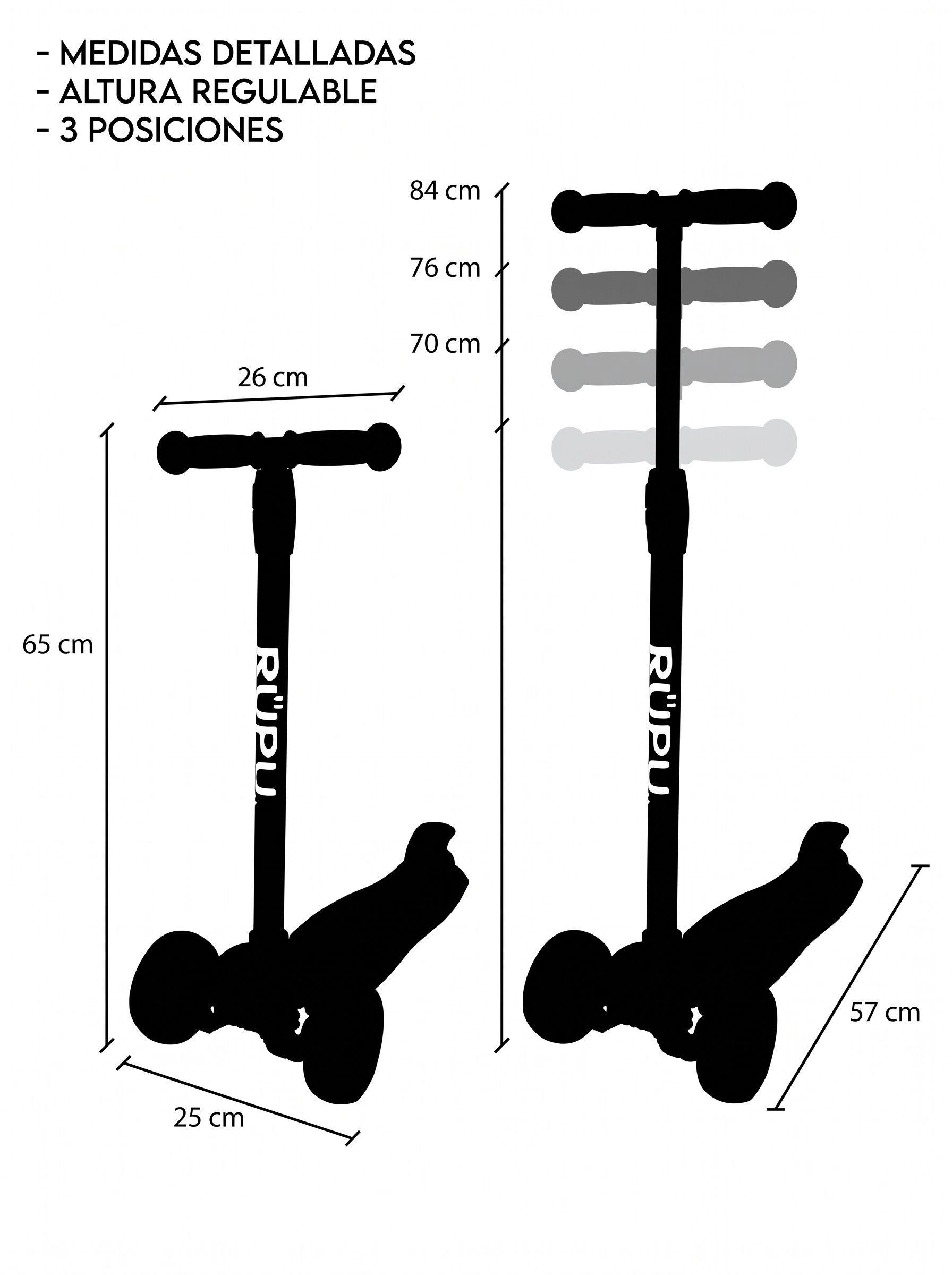 Scooter Monopatin Rupu Black Skulls Regulable Rueda Led-4