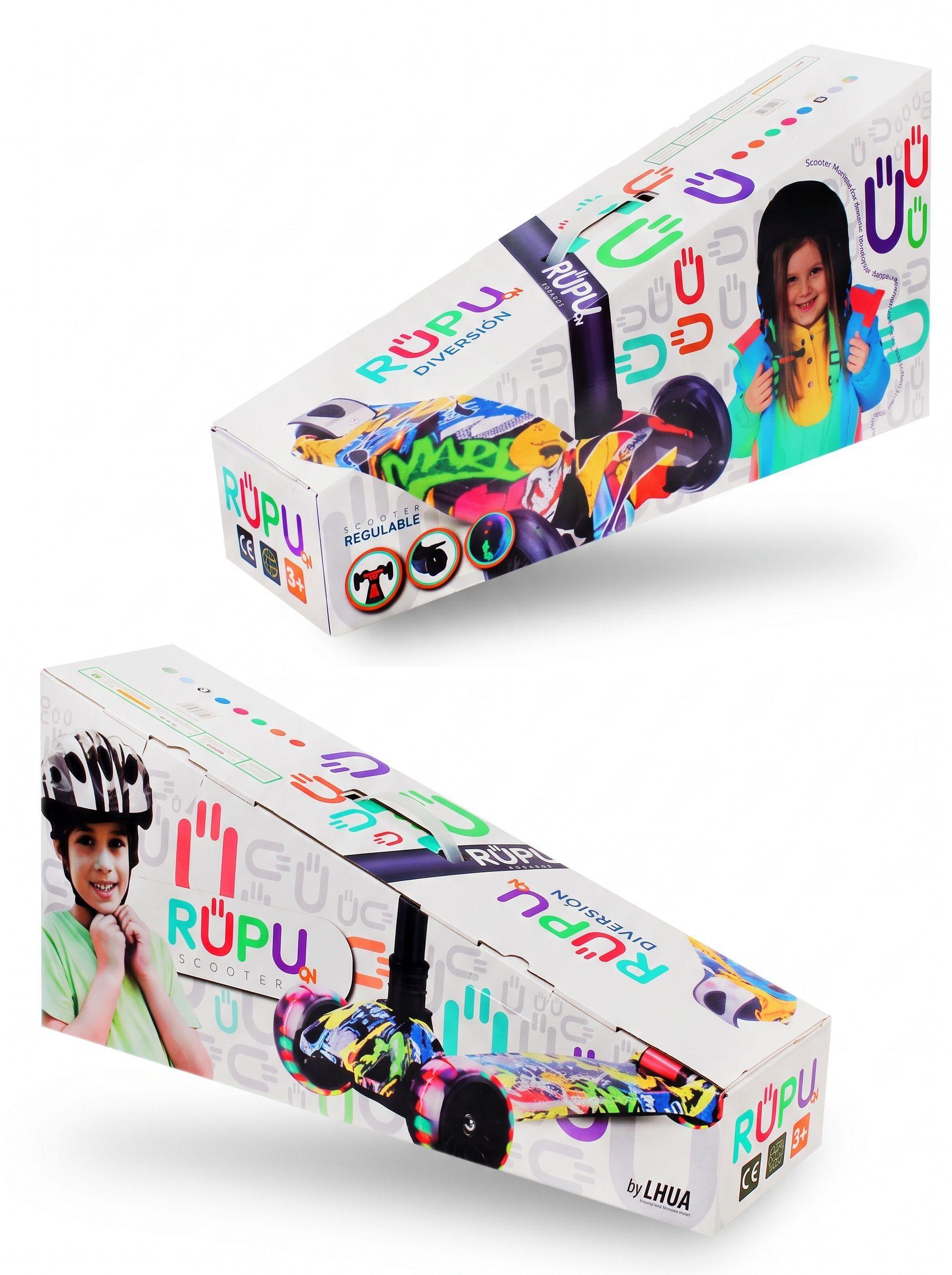 Scooter Monopatin Rupu Black Skulls Regulable Rueda Led-5
