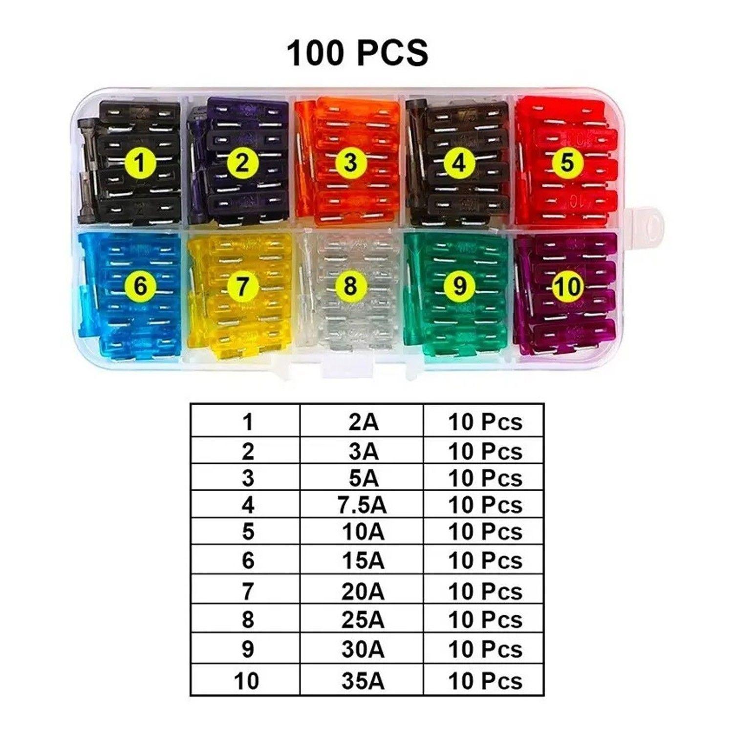 Kit 100 Fusibles Electricos 12v Para Autos Motos -2
