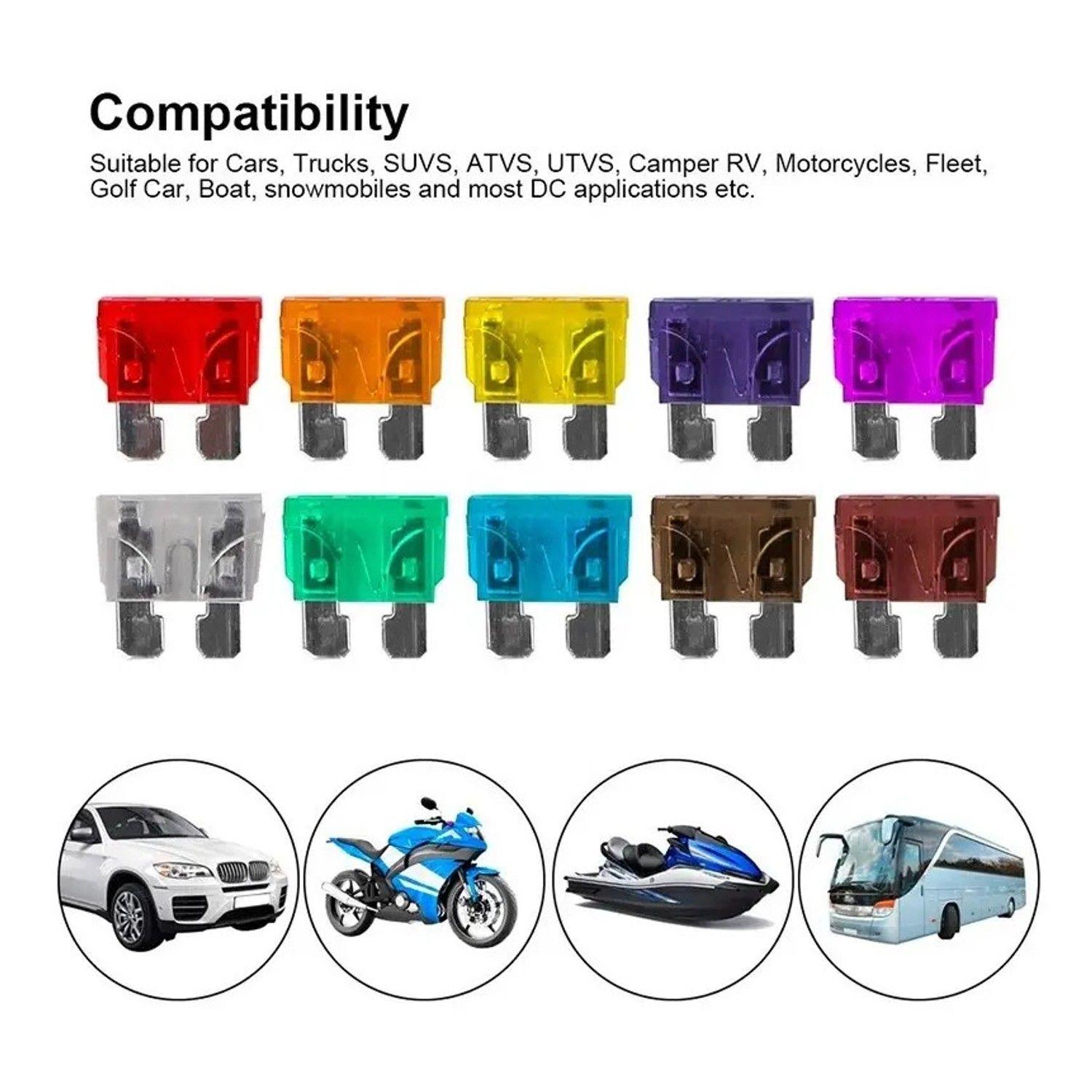 Kit 100 Fusibles Electricos 12v Para Autos Motos -3