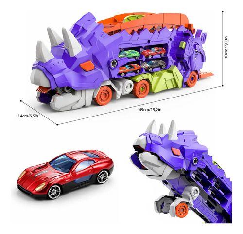 Camión Dinosaurio Transportador Lanzador Autos Juguete Niños-3