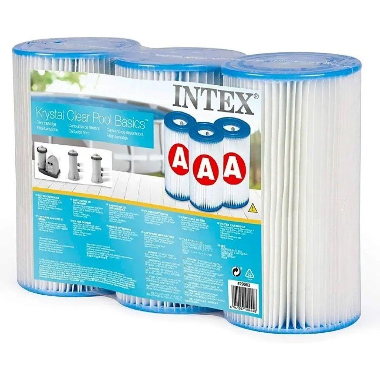 Pack 3 Repuesto Cartucho Filtro Piscina Tipo A Intex 29003-1