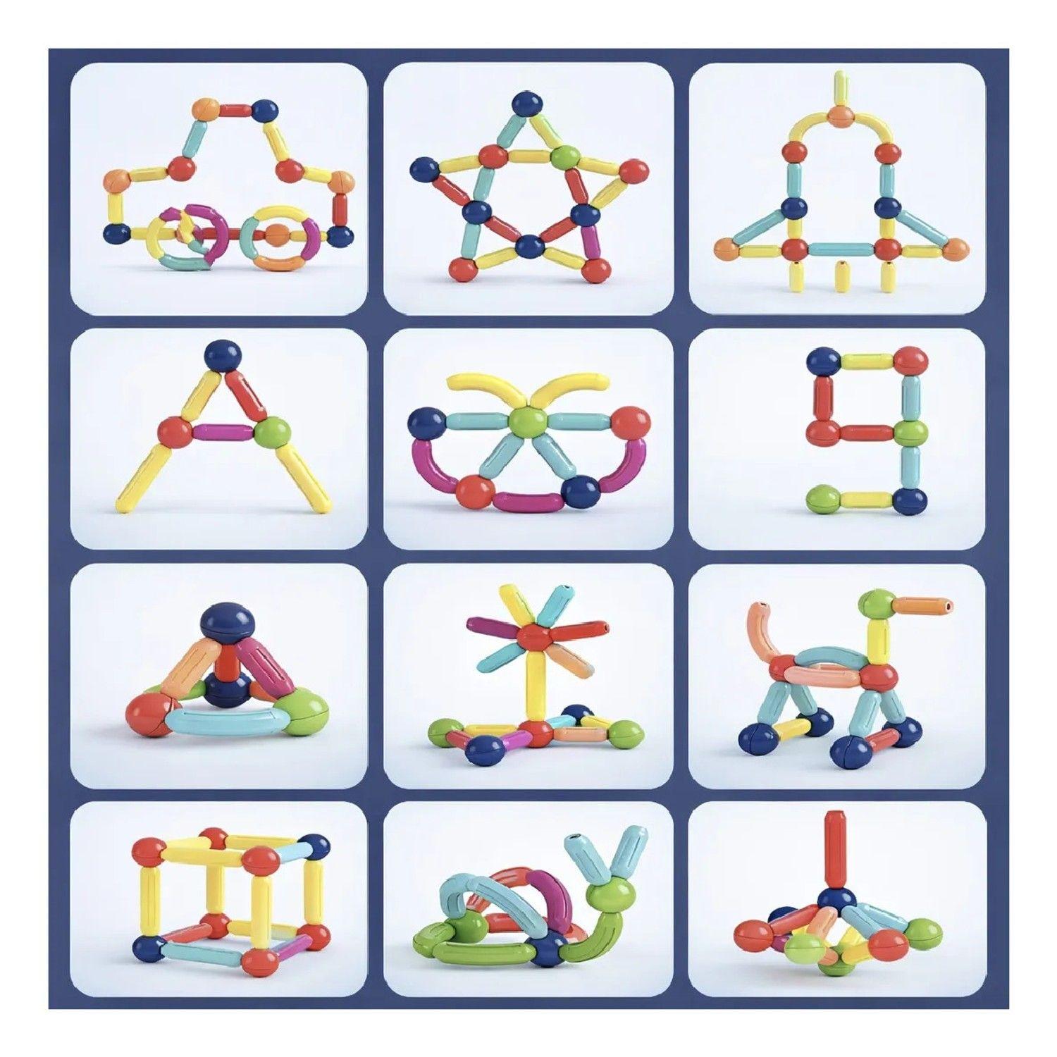 Bloques Magnéticos Sticks Construcción 136 Pcs Juguete Niños 136 Magnetic Multicolor-2
