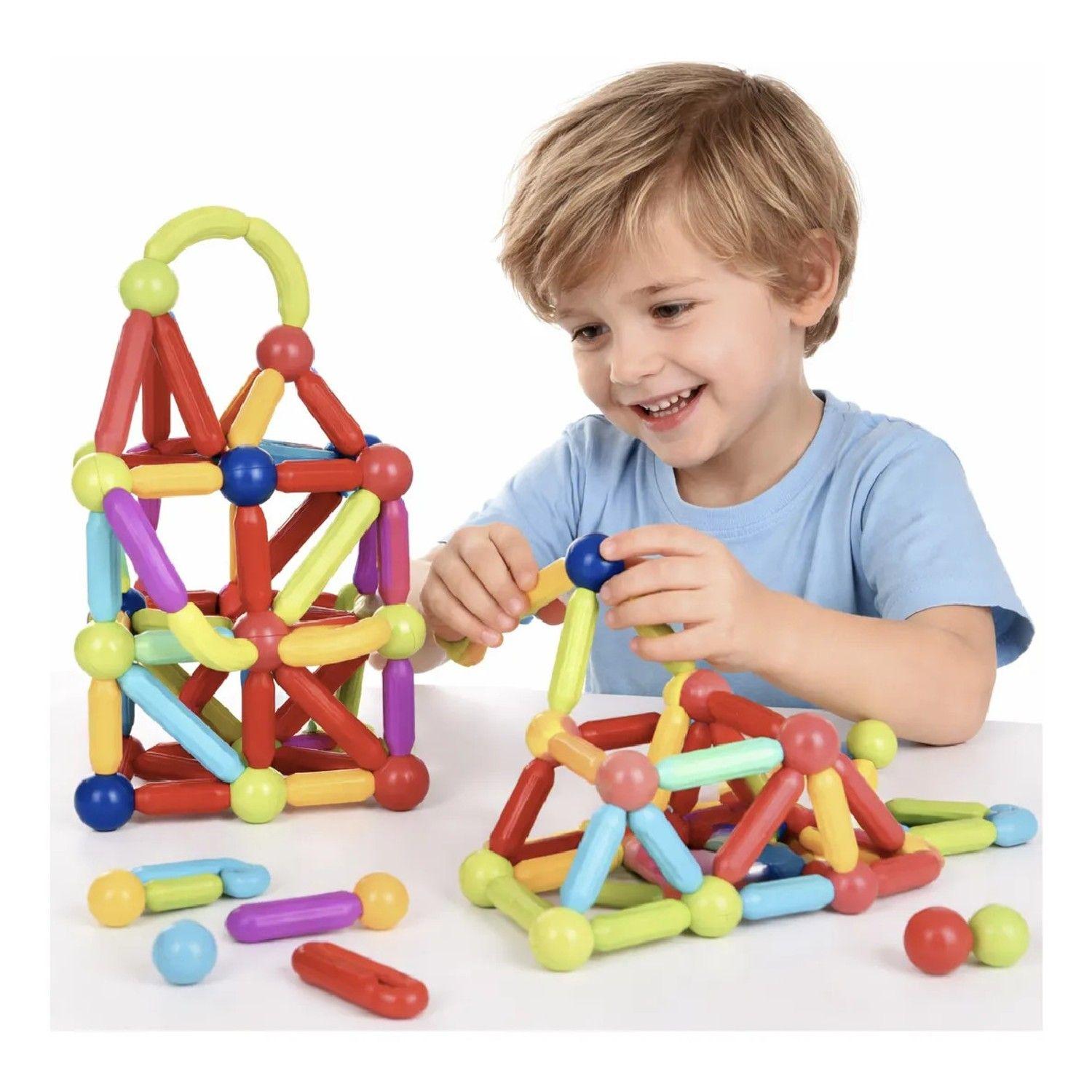 Bloques Magnéticos Sticks Construcción 136 Pcs Juguete Niños 136 Magnetic Multicolor-4