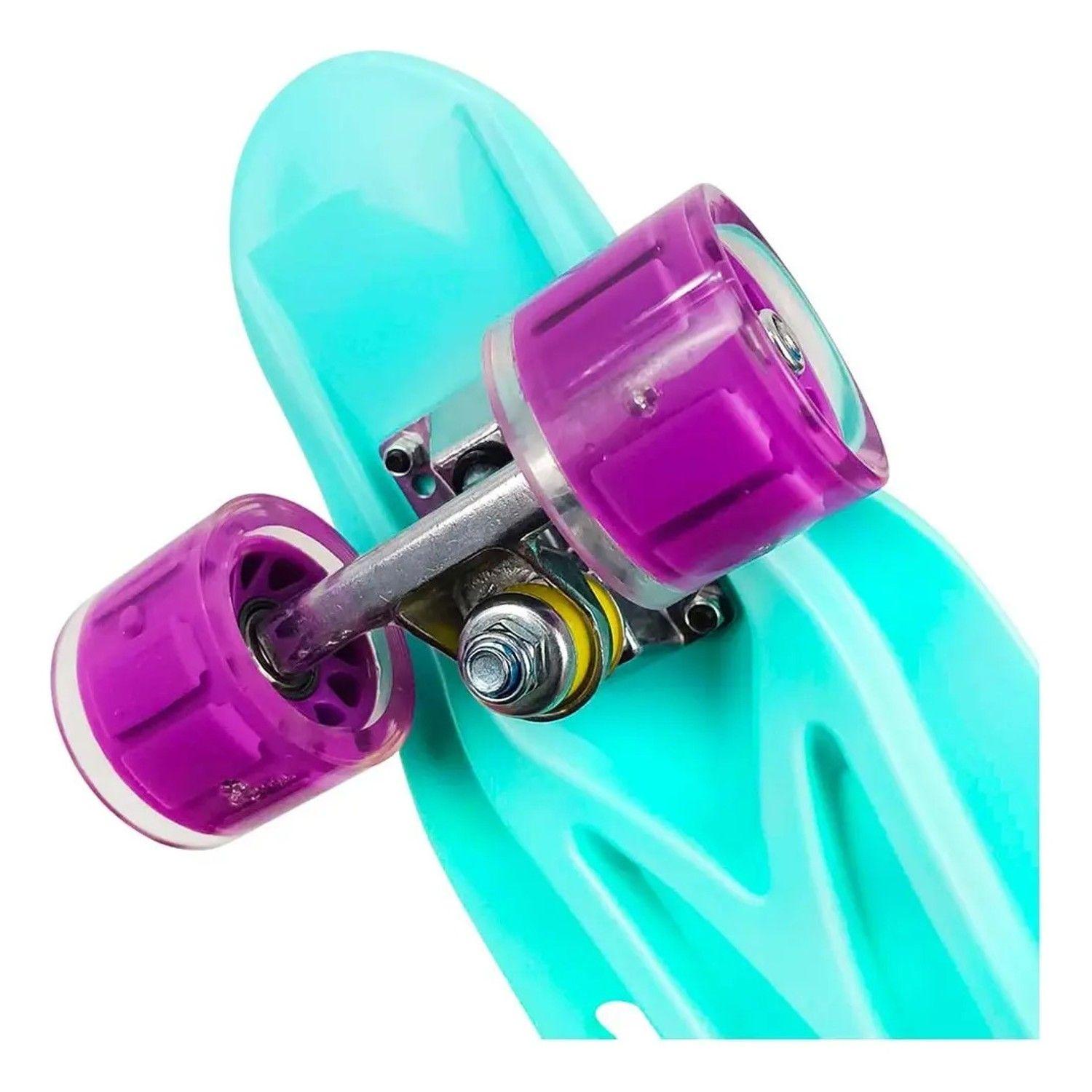 Skate Penny Carving Patineta Turquesa Print Ruedas Led Niñas-2