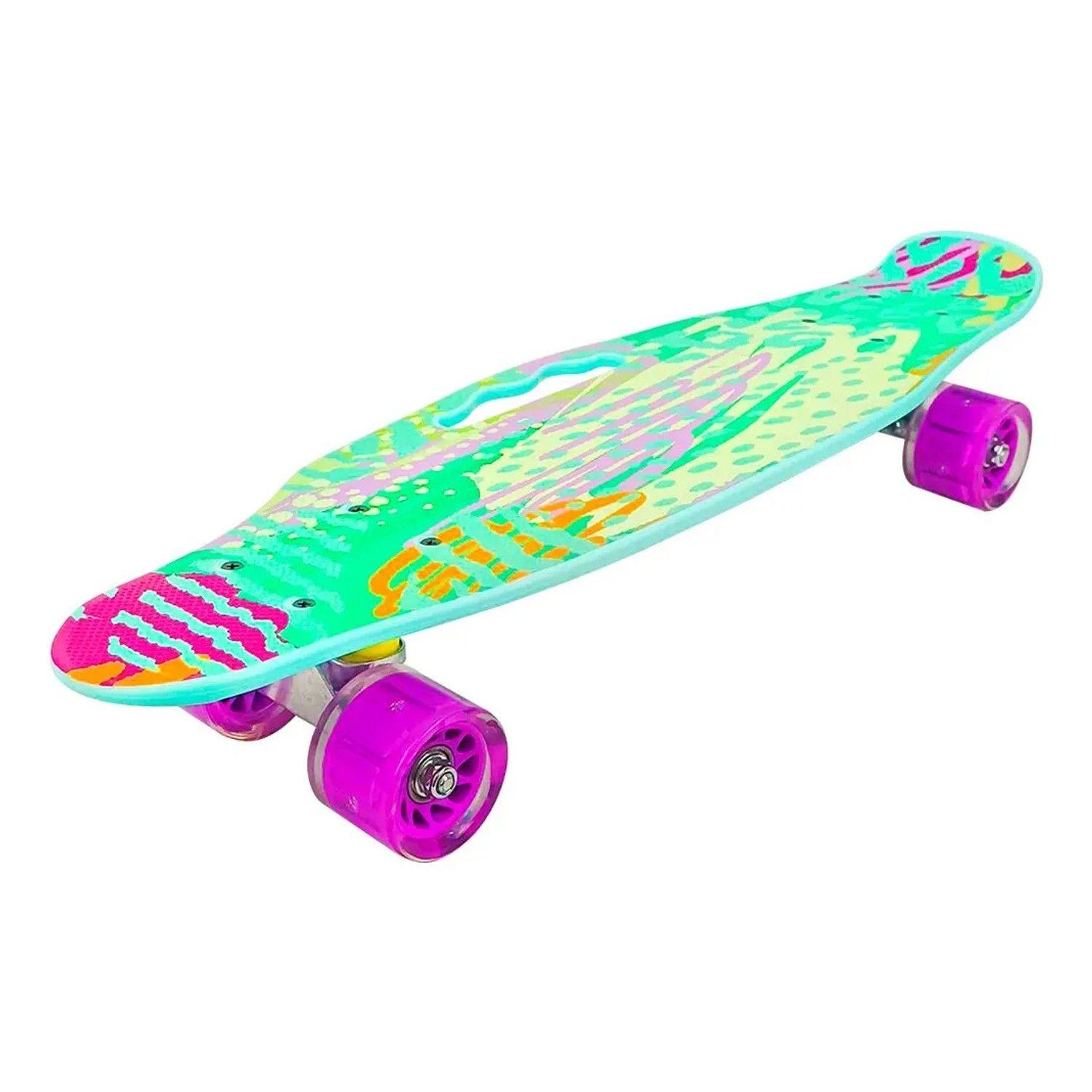 Skate Penny Carving Patineta Turquesa Print Ruedas Led Niñas-3