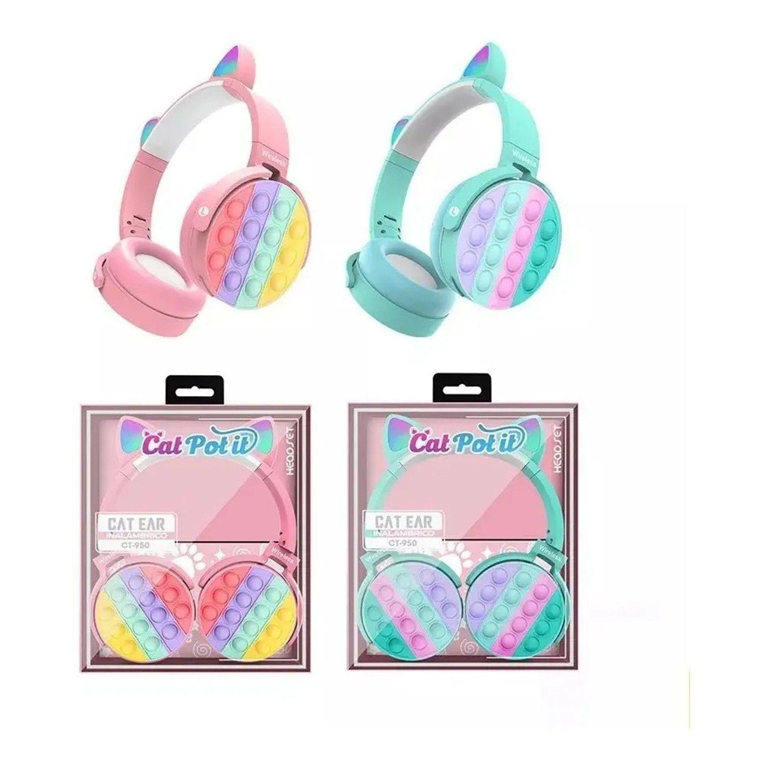 Audífonos Bluetooth Inalambrico Orejas Gato Pop It Niñas-2
