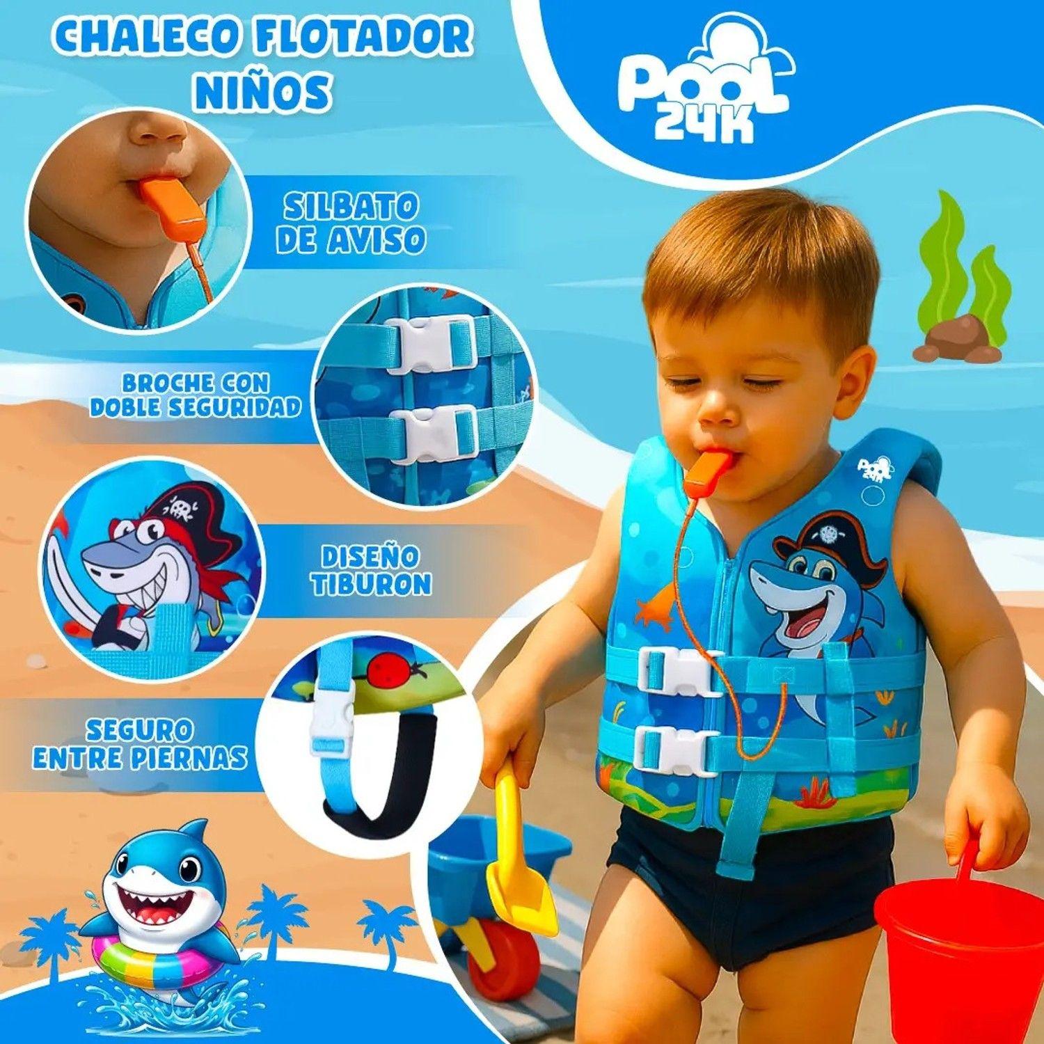 Chaleco Flotador Niños Tiburón Natación Seguridad Piscina-2
