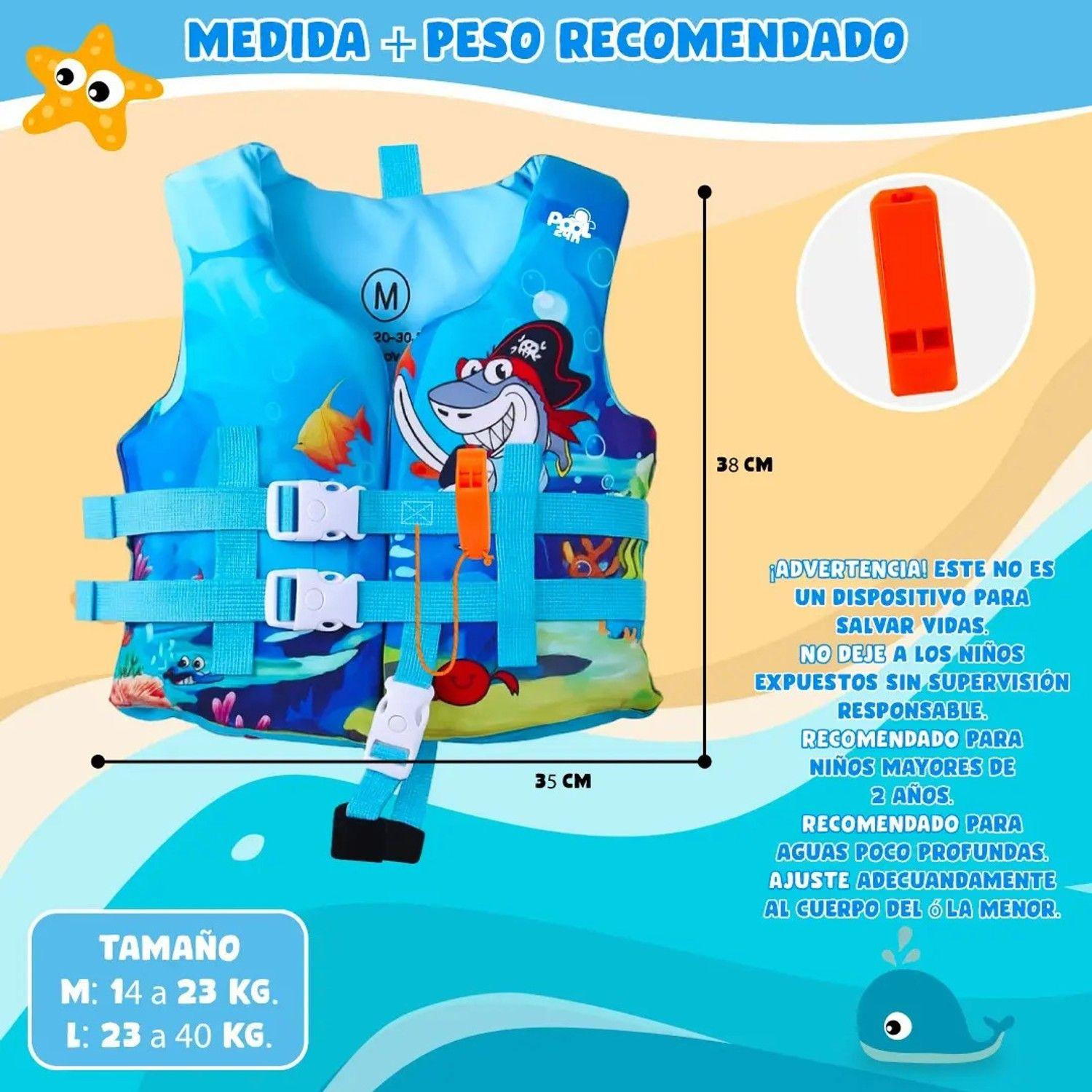 Chaleco Flotador Niños Tiburón Natación Seguridad Piscina-3