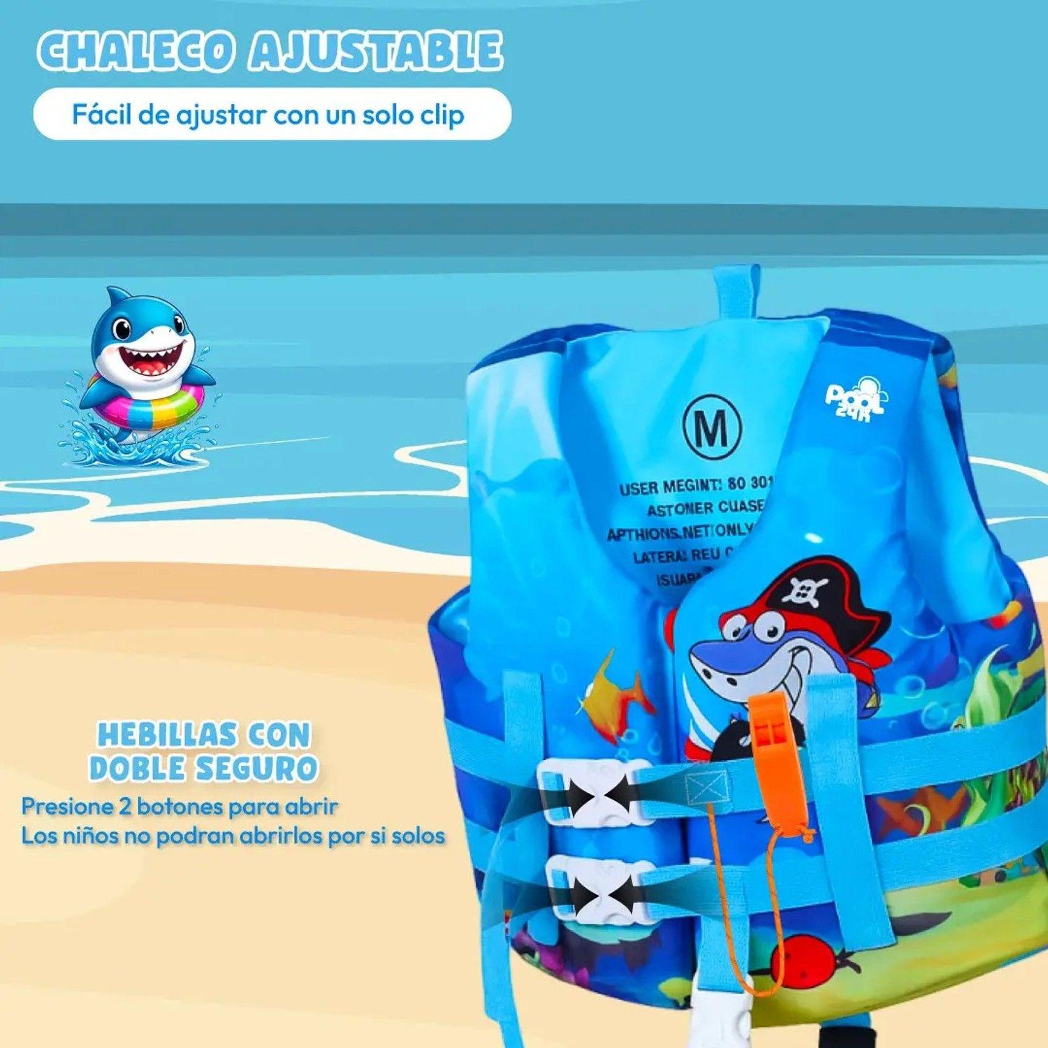 Chaleco Flotador Niños Tiburón Natación Seguridad Piscina-4